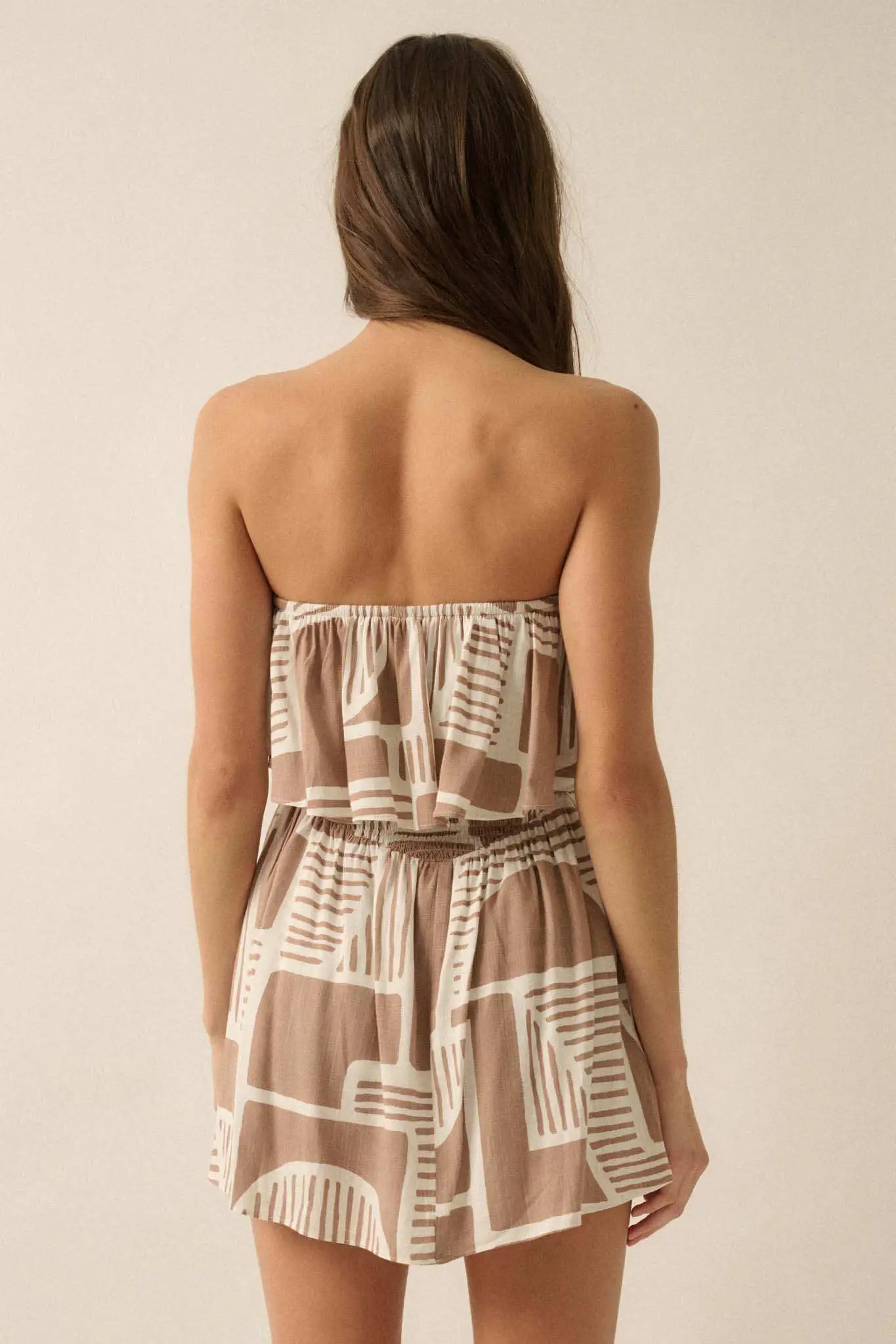 Shape of You Geo-Print Strapless Flounce Romper - Image 12