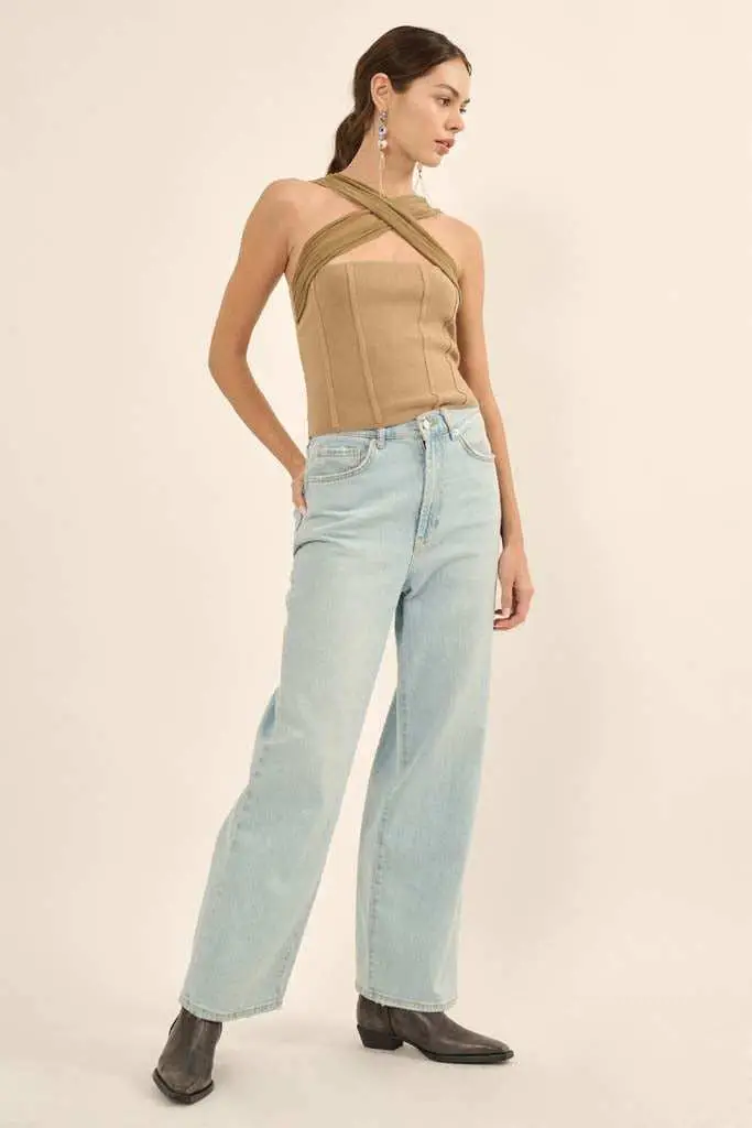 Shaper Fit Cross-Front Rib-Knit Corset Top - Image 10