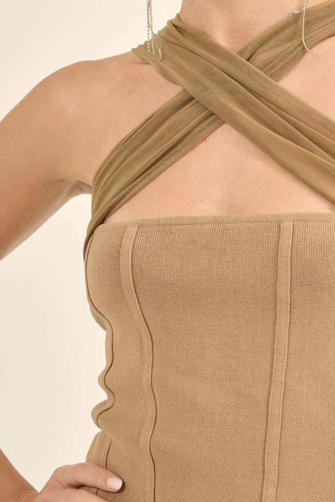 Shaper Fit Cross-Front Rib-Knit Corset Top - Image 8