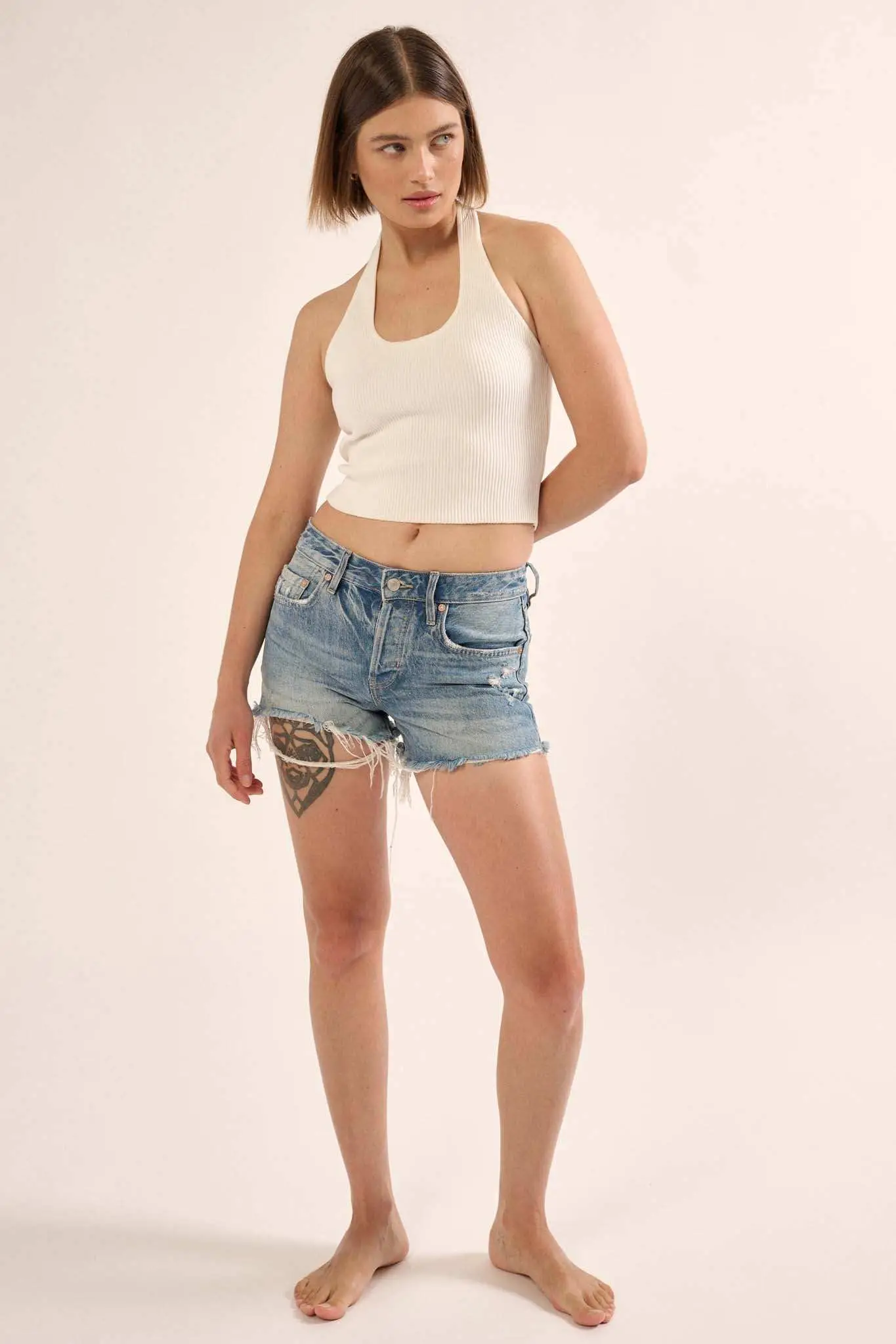 Shaper Fit Halter Rib-Knit Open-Back Tank Top - Image 10