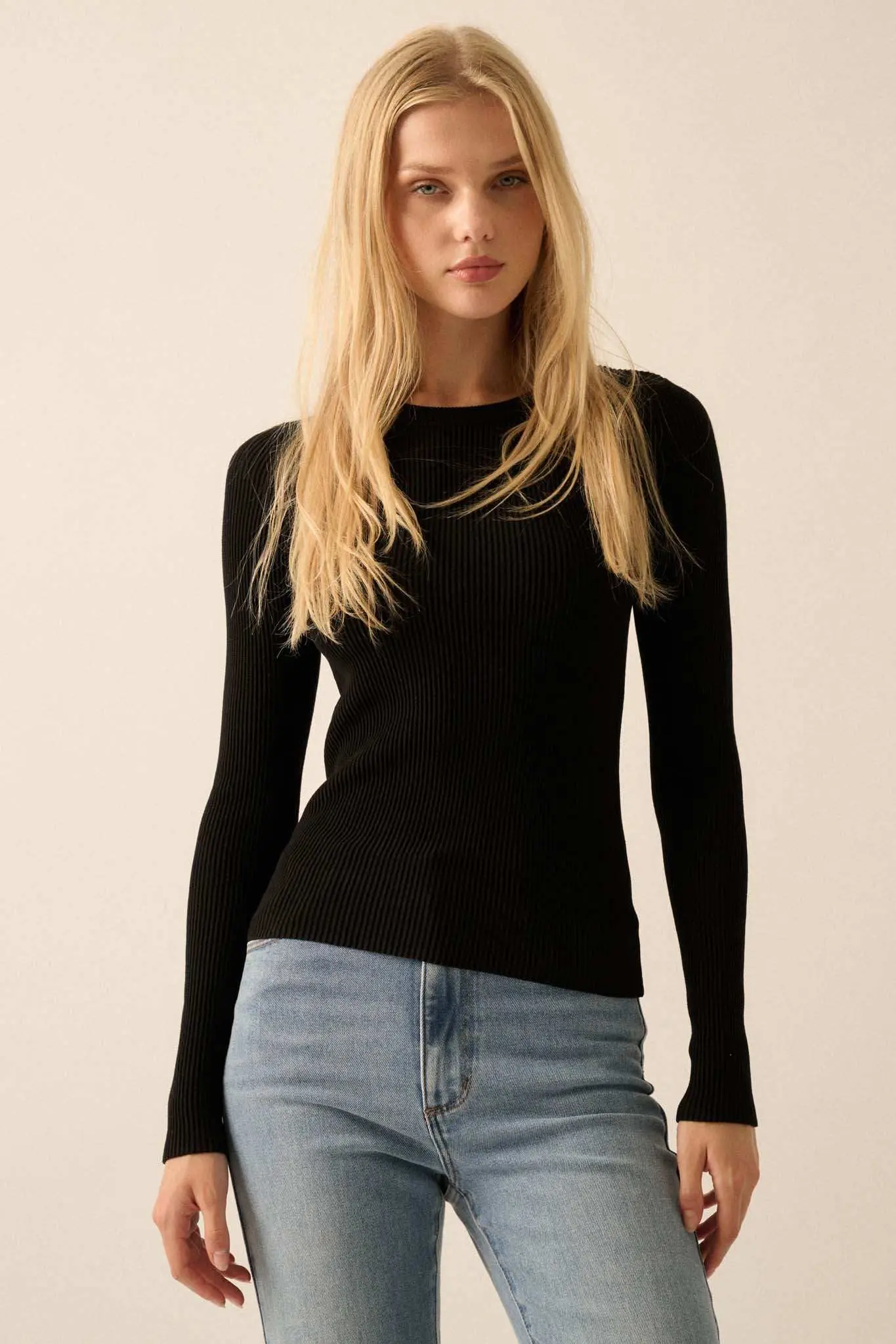Shaper Fit Long-Sleeve Ribbed Knit Top - Image 7