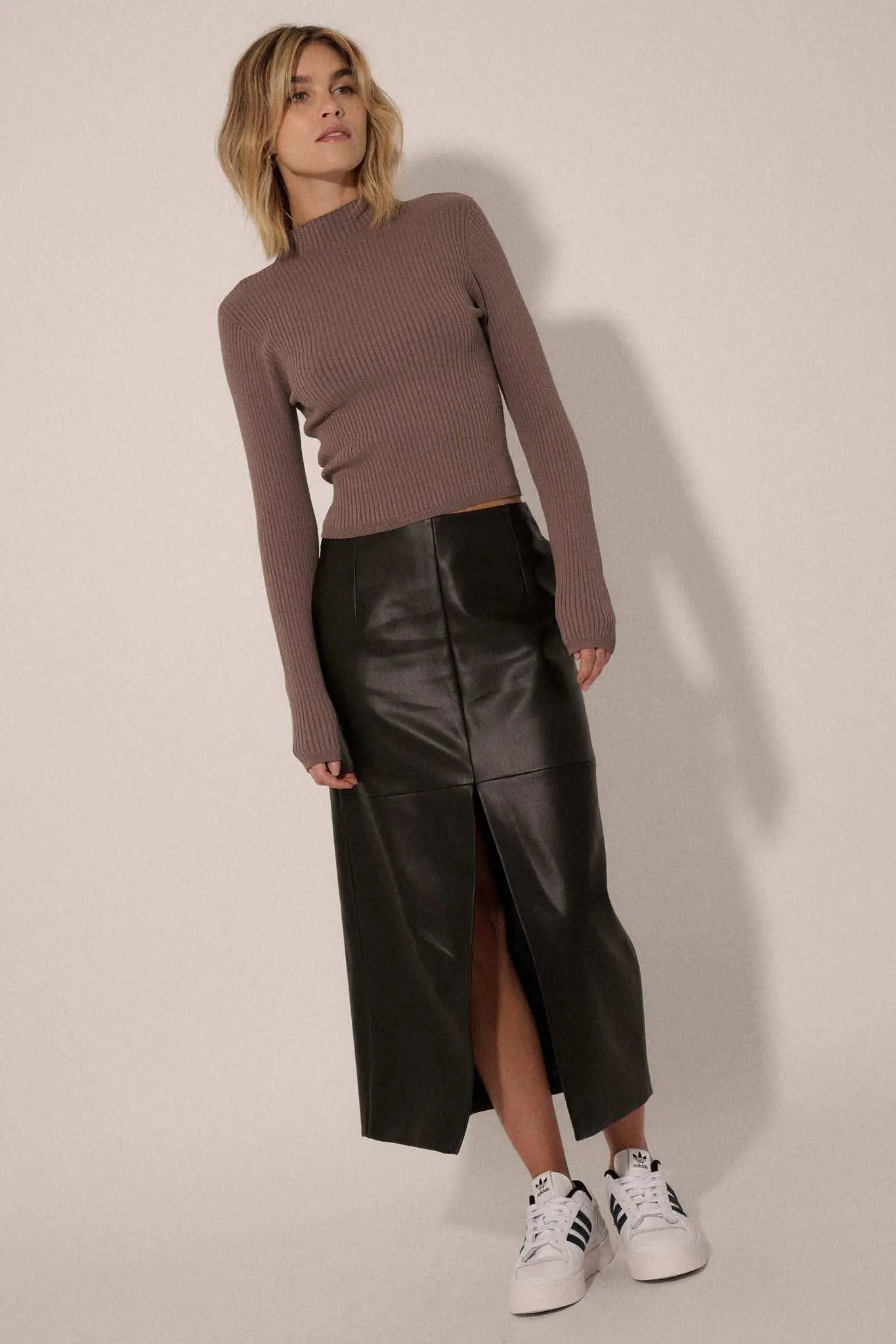 Shaper Fit Mock Neck Long-Sleeve Rib-Knit Top - Image 21