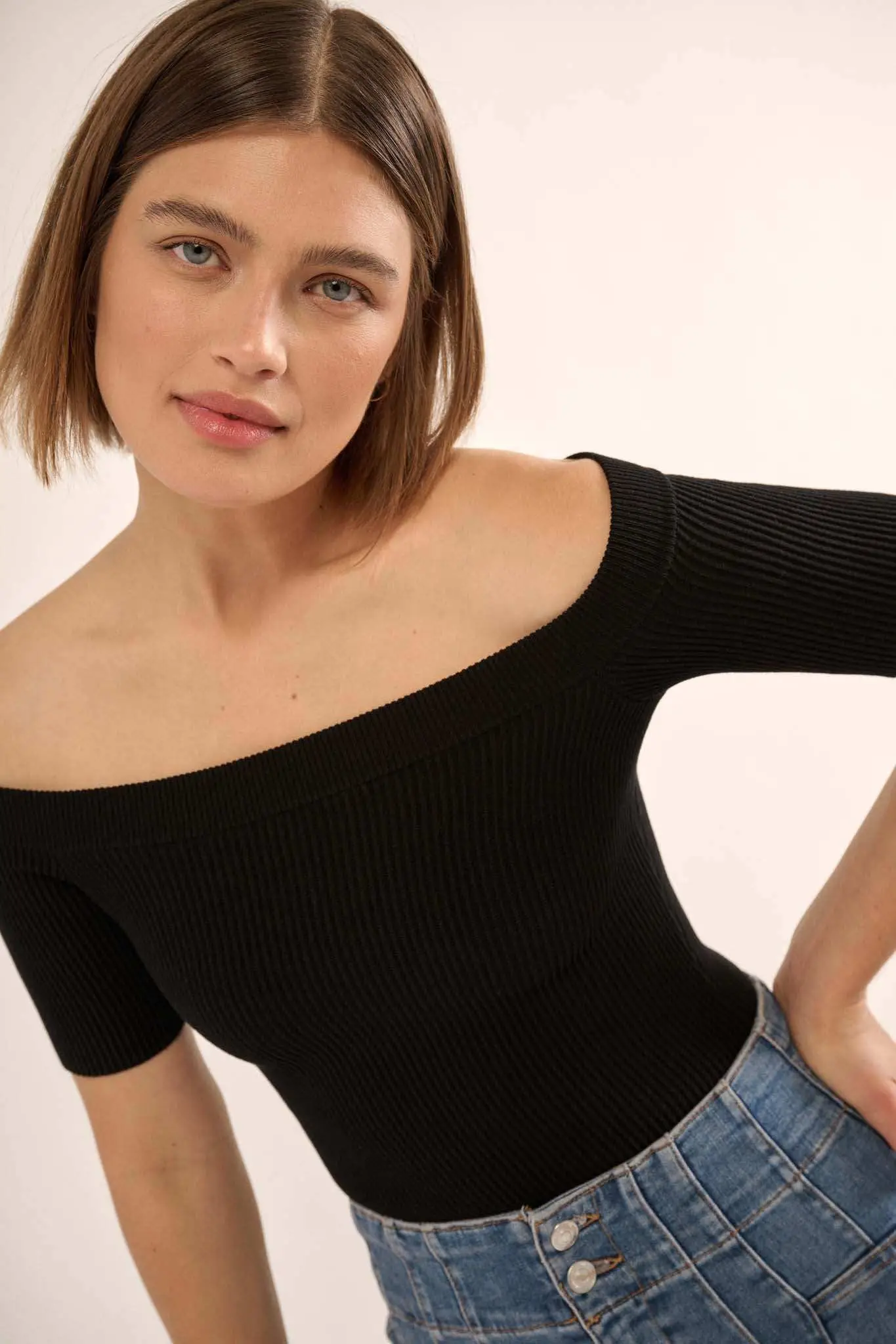 Shaper Fit Off-Shoulder Rib-Knit Bodysuit - Image 11