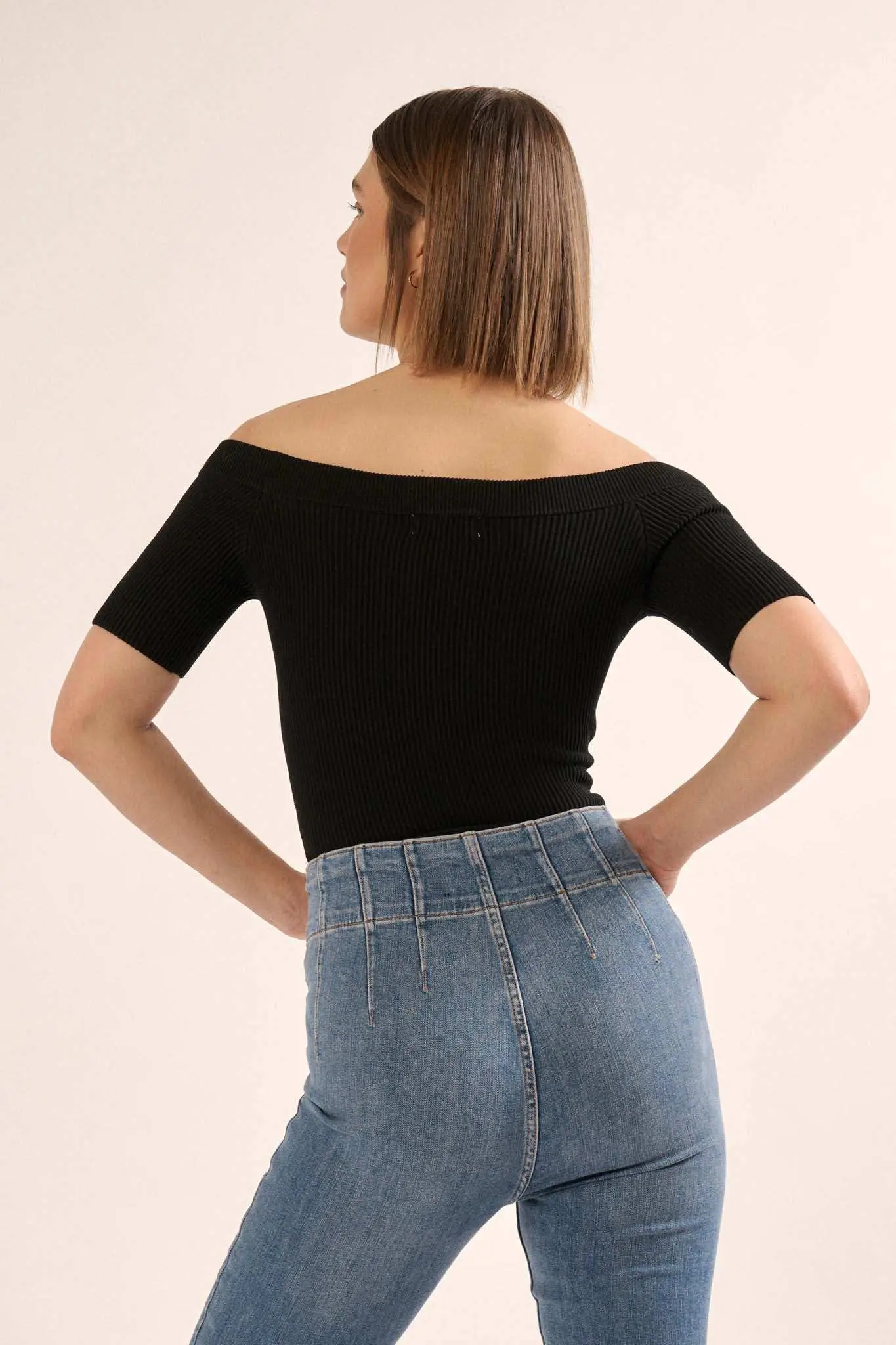Shaper Fit Off-Shoulder Rib-Knit Bodysuit - Image 12