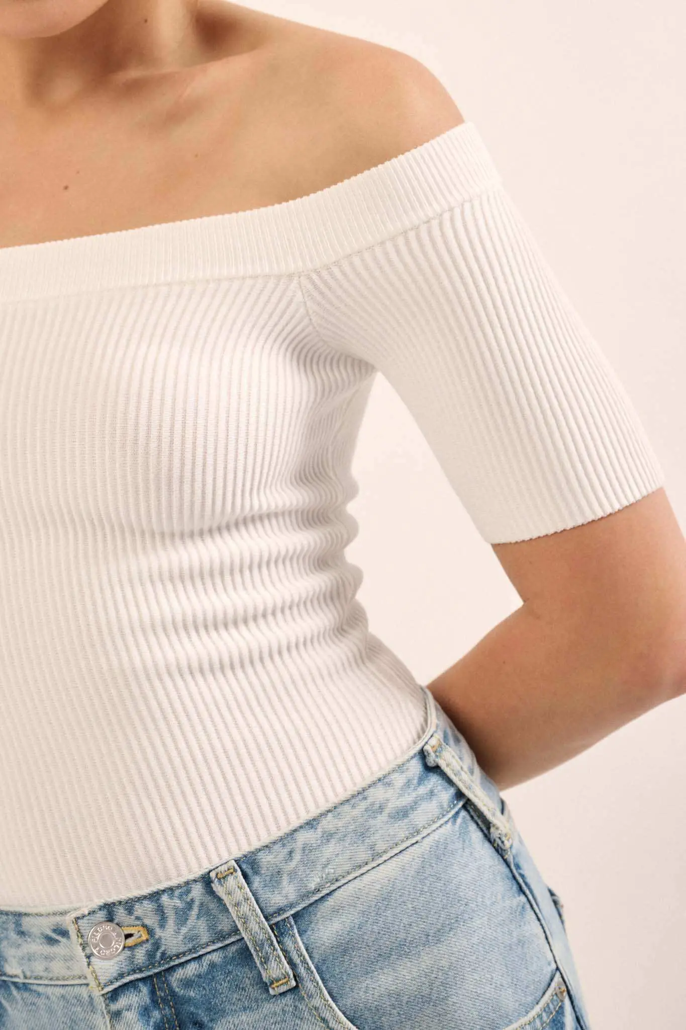 Shaper Fit Off-Shoulder Rib-Knit Bodysuit - Image 4