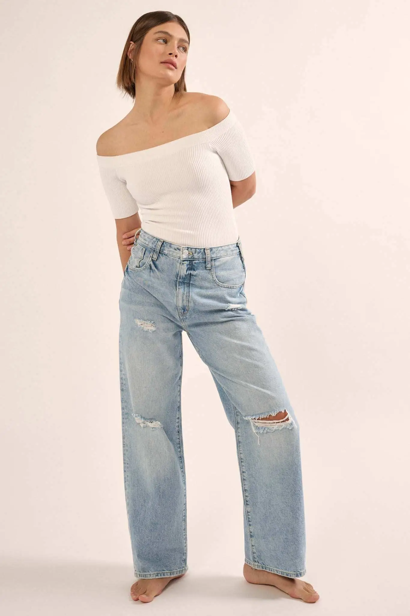Shaper Fit Off-Shoulder Rib-Knit Bodysuit - Image 6