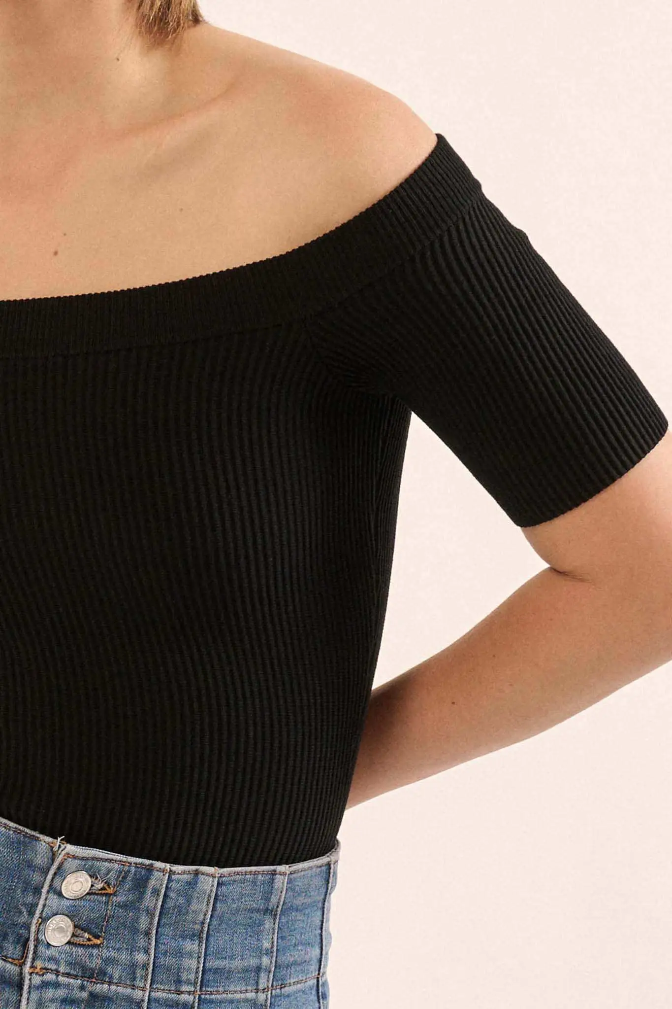 Shaper Fit Off-Shoulder Rib-Knit Bodysuit - Image 7