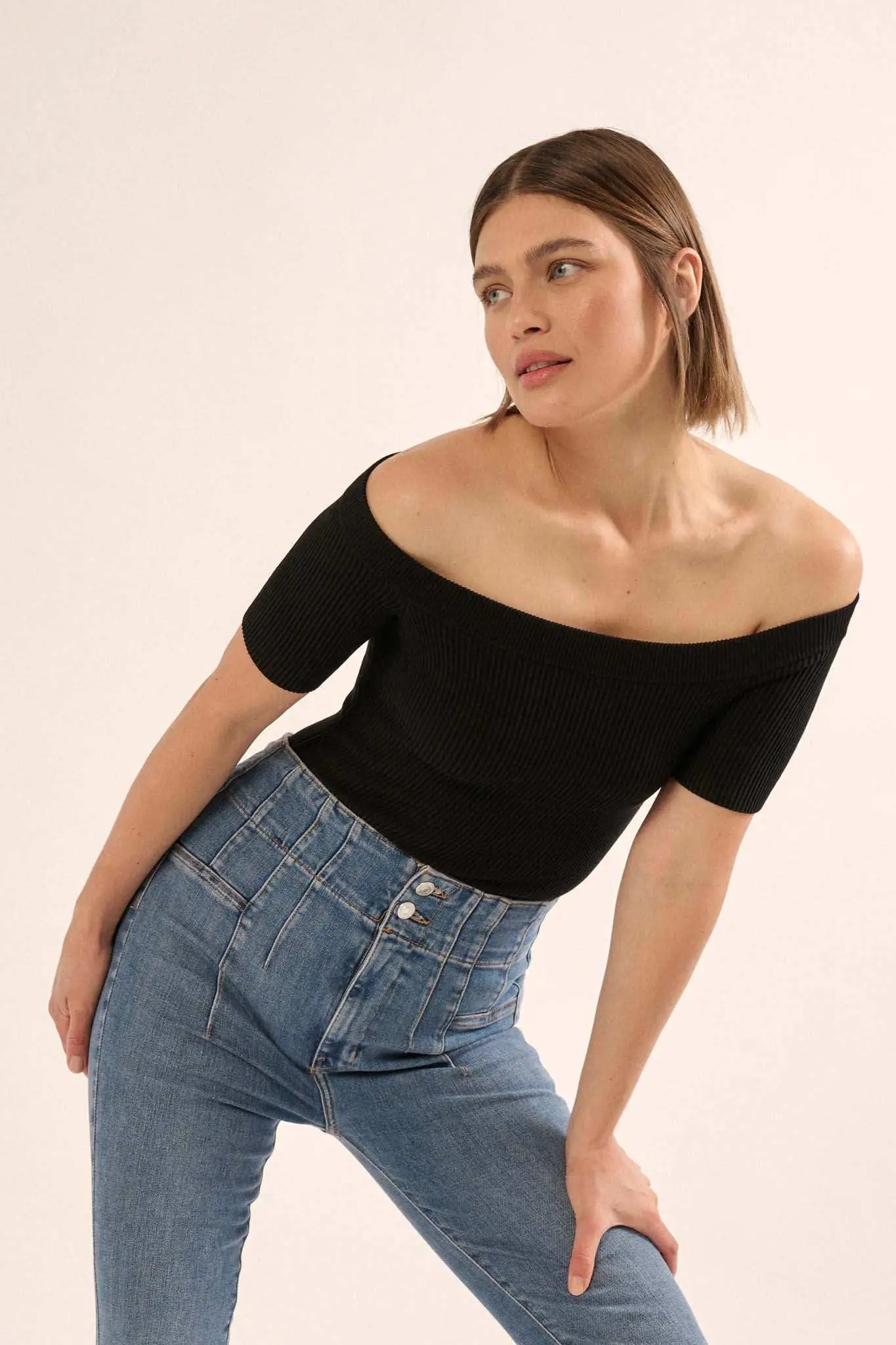 Shaper Fit Off-Shoulder Rib-Knit Bodysuit - Image 8