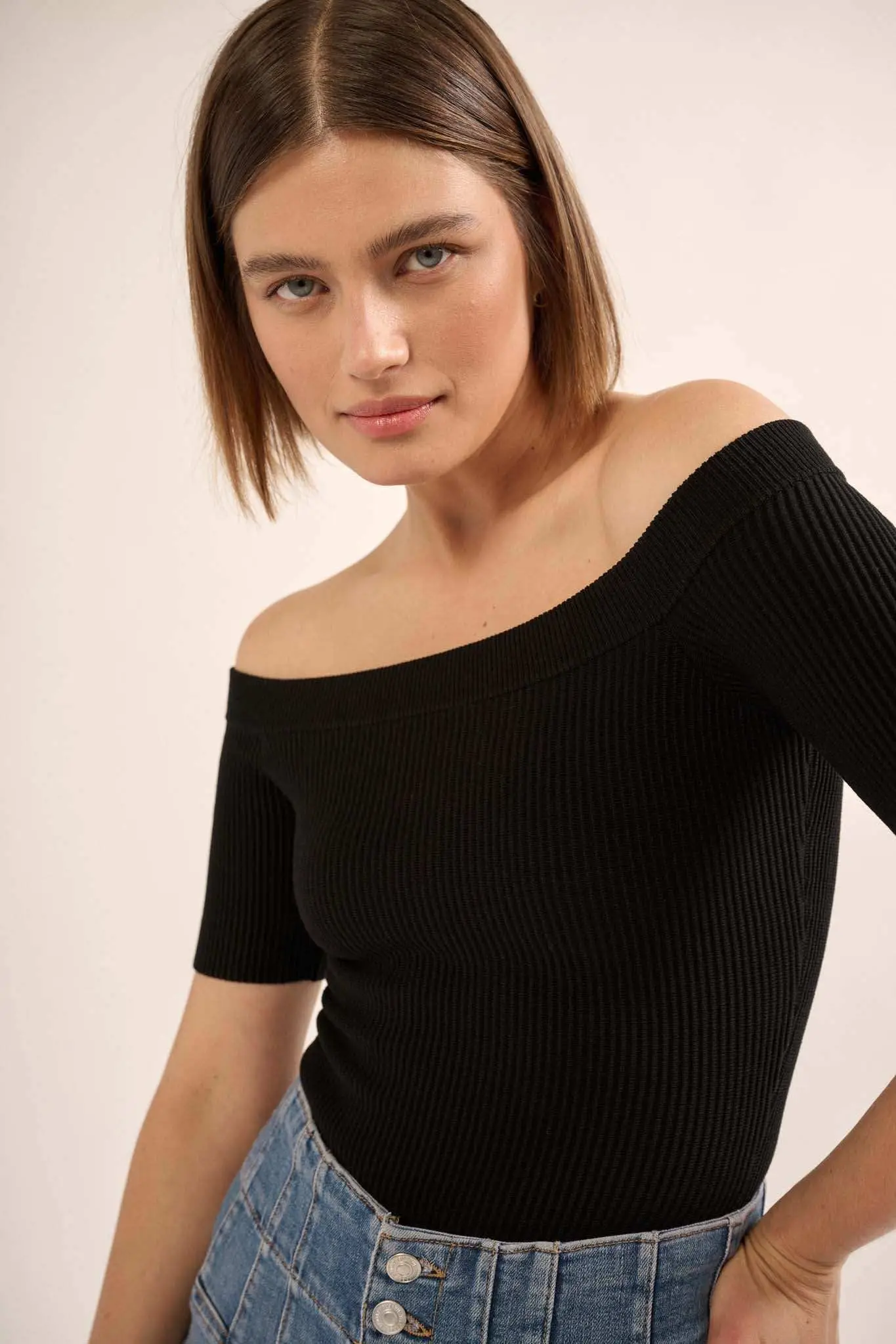 Shaper Fit Off-Shoulder Rib-Knit Bodysuit - Image 9