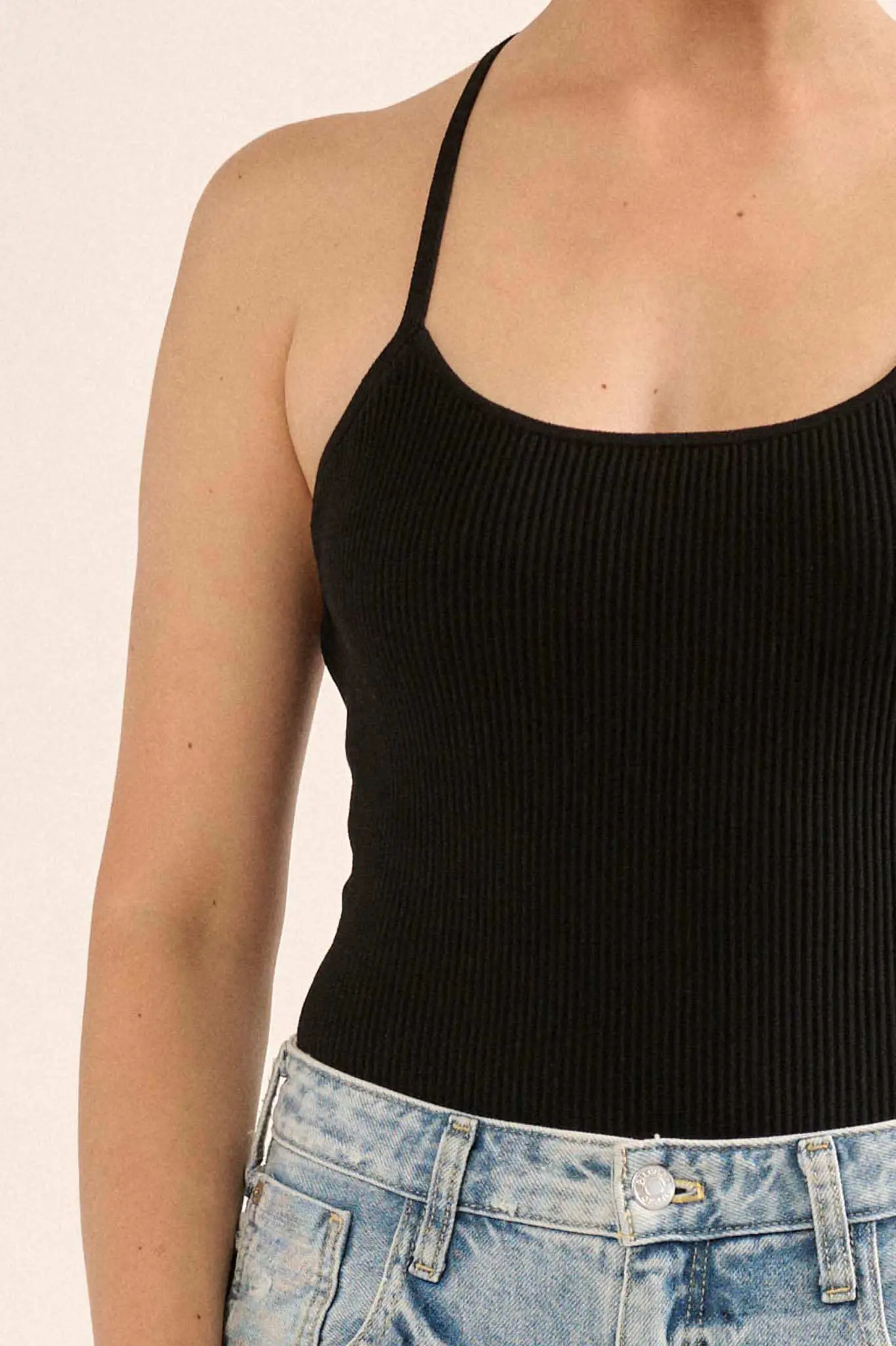 Shaper Fit Scoopneck Rib-Knit Open-Back Bodysuit - Image 10