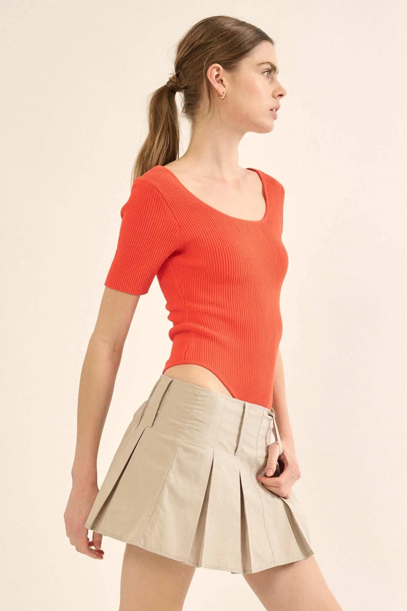 Shaper Fit Scoopneck Rib-Knit Short-Sleeve Bodysuit - Image 12