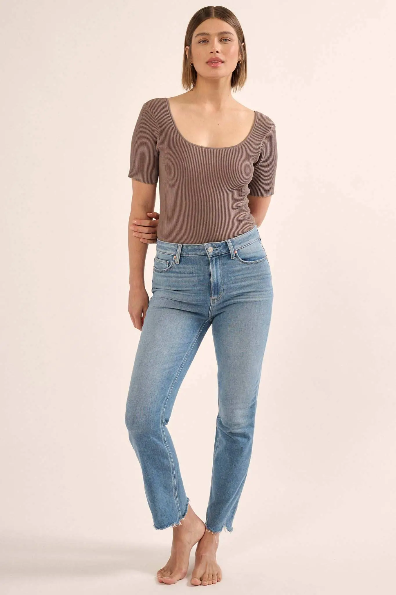 Shaper Fit Scoopneck Rib-Knit Short-Sleeve Bodysuit - Image 14