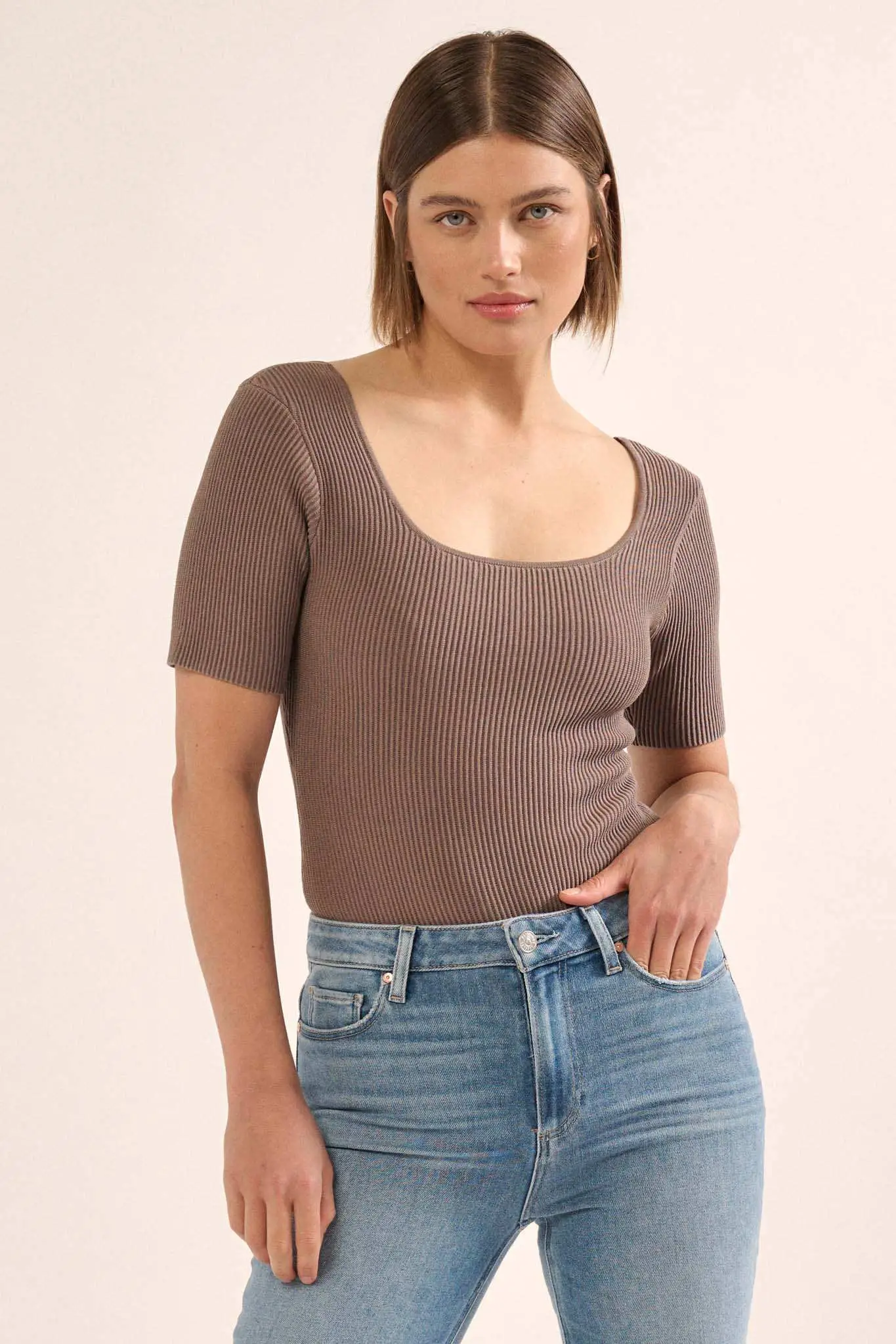 Shaper Fit Scoopneck Rib-Knit Short-Sleeve Bodysuit - Image 15