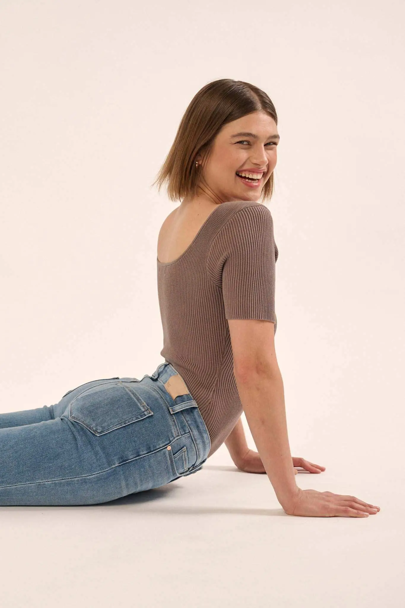 Shaper Fit Scoopneck Rib-Knit Short-Sleeve Bodysuit - Image 18