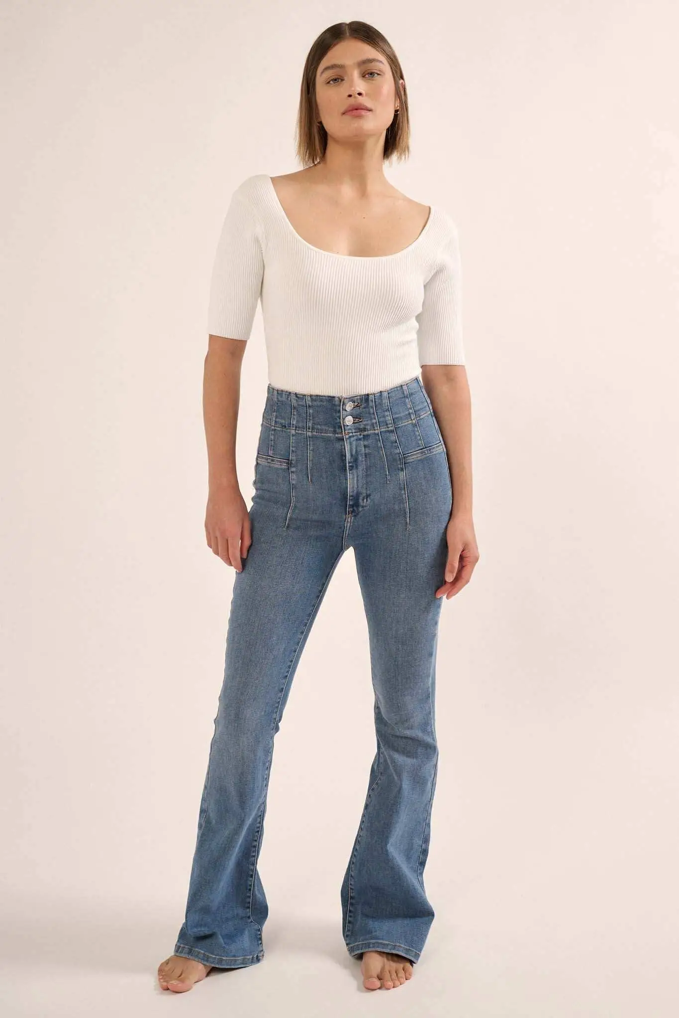 Shaper Fit Scoopneck Rib-Knit Short-Sleeve Bodysuit - Image 22