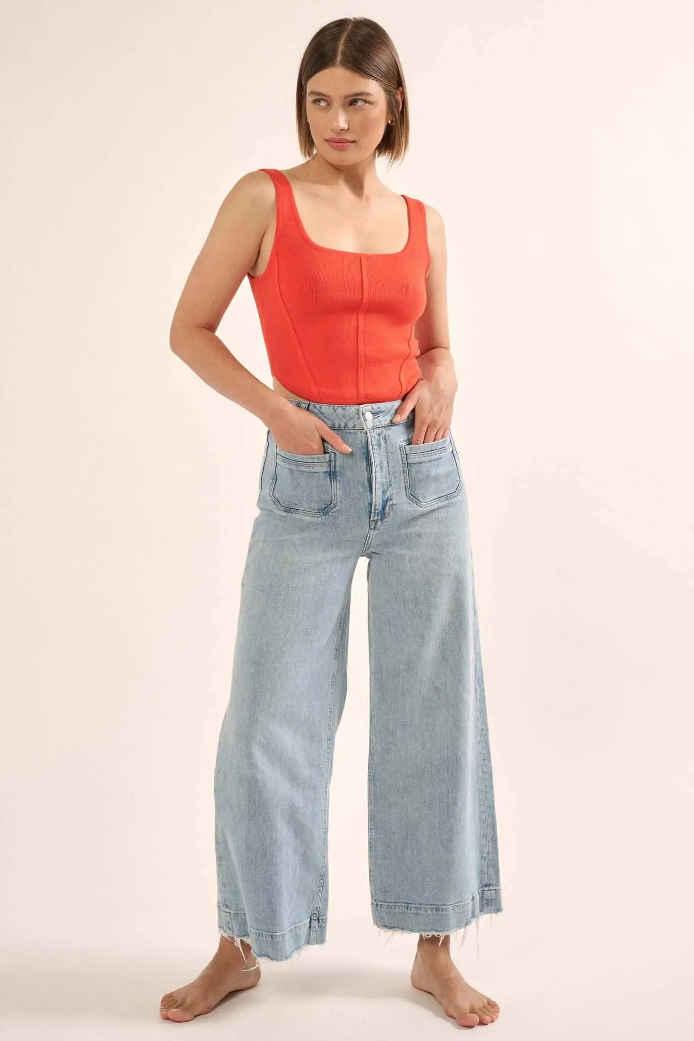 Shaper Fit Square Neck Rib-Knit Corset Tank Top - Image 15