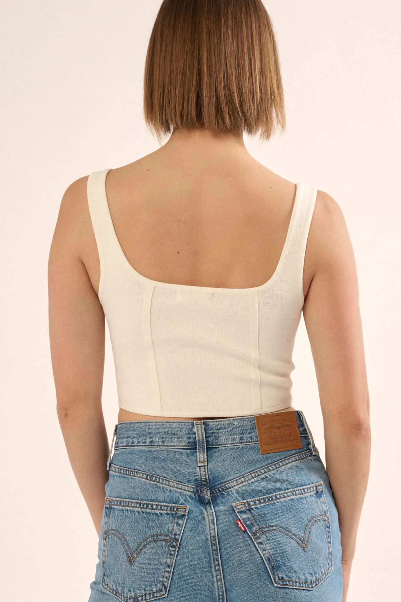 Shaper Fit Square Neck Rib-Knit Corset Tank Top - Image 18