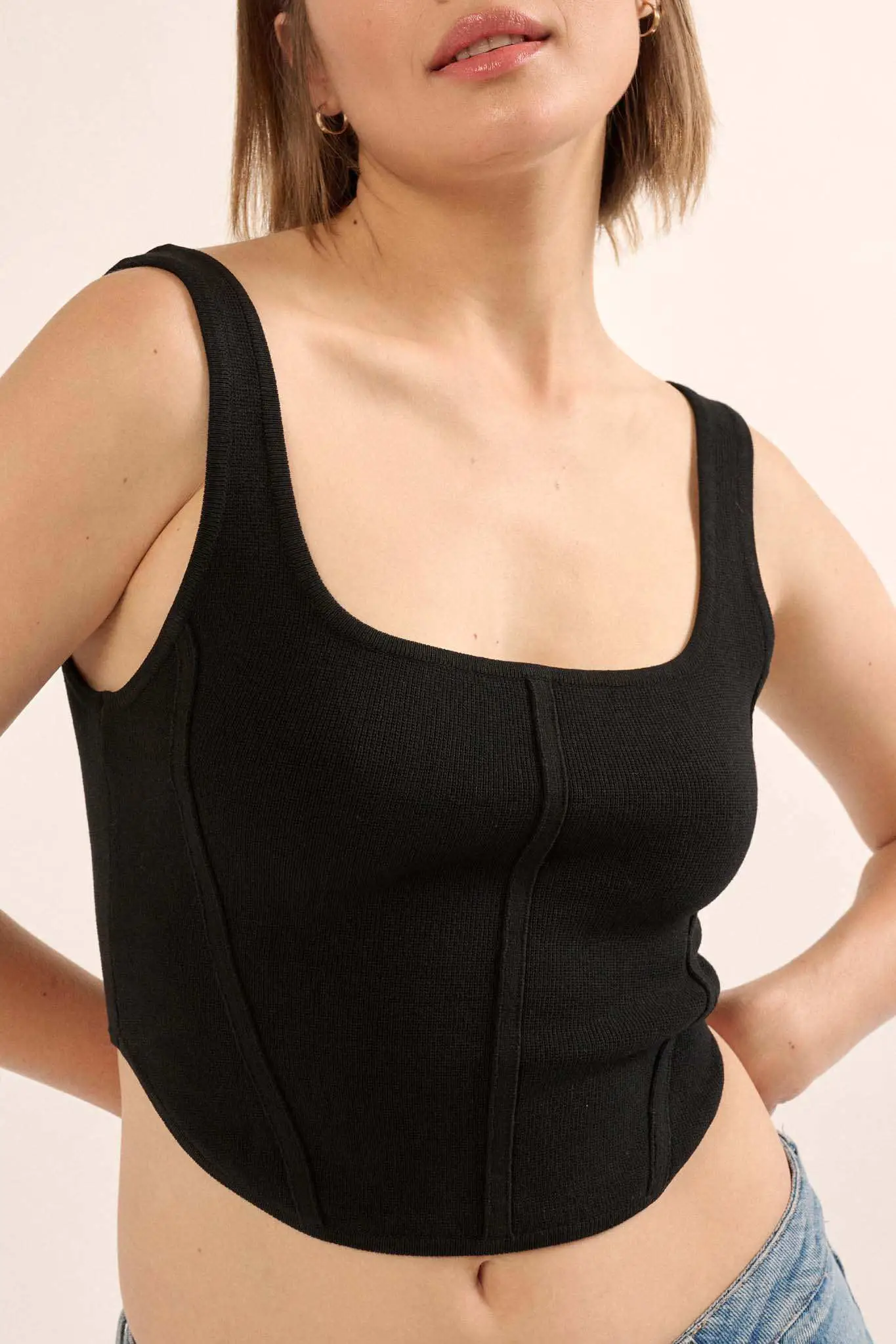Shaper Fit Square Neck Rib-Knit Corset Tank Top - Image 20