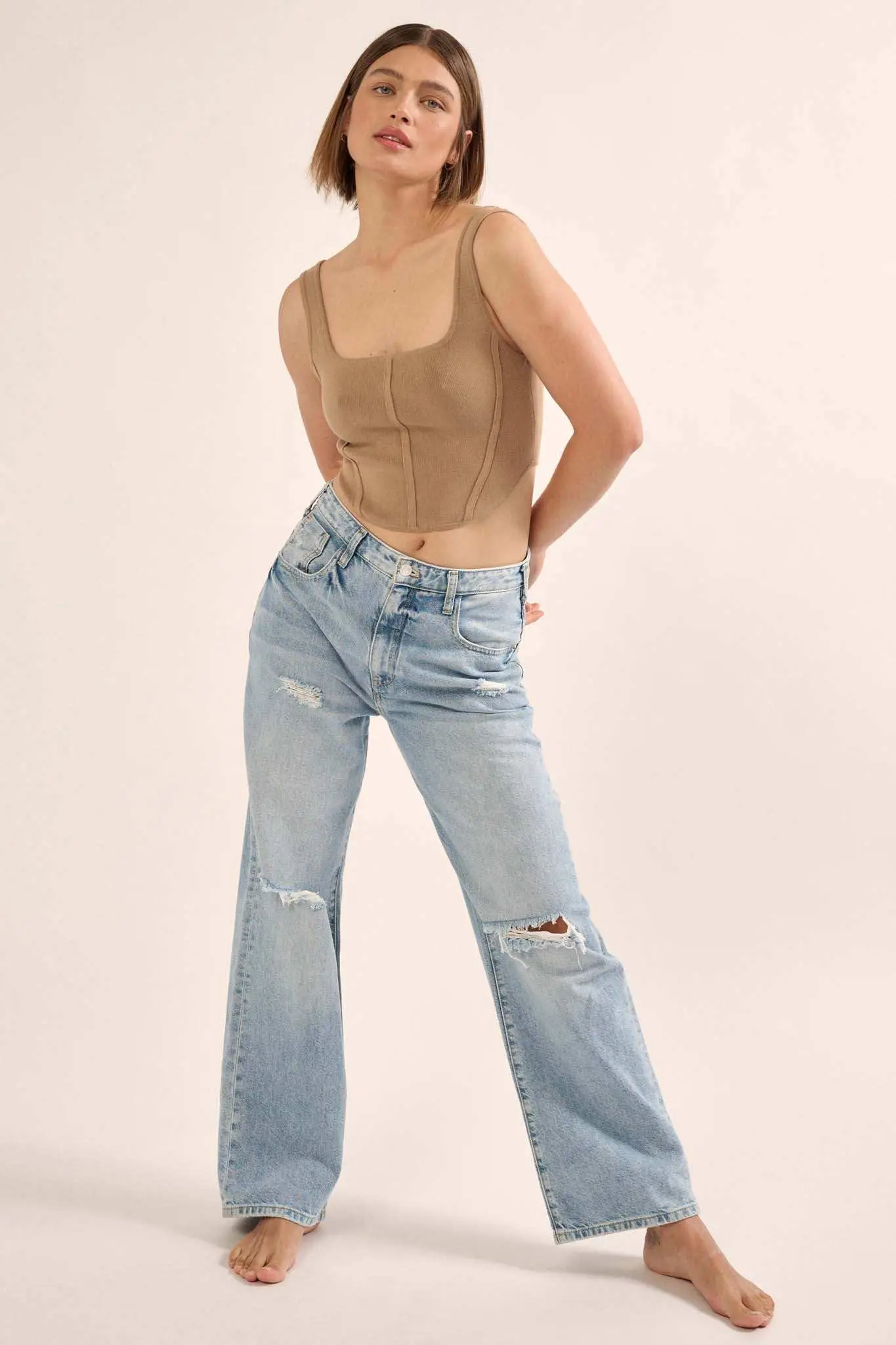 Shaper Fit Square Neck Rib-Knit Corset Tank Top - Image 26