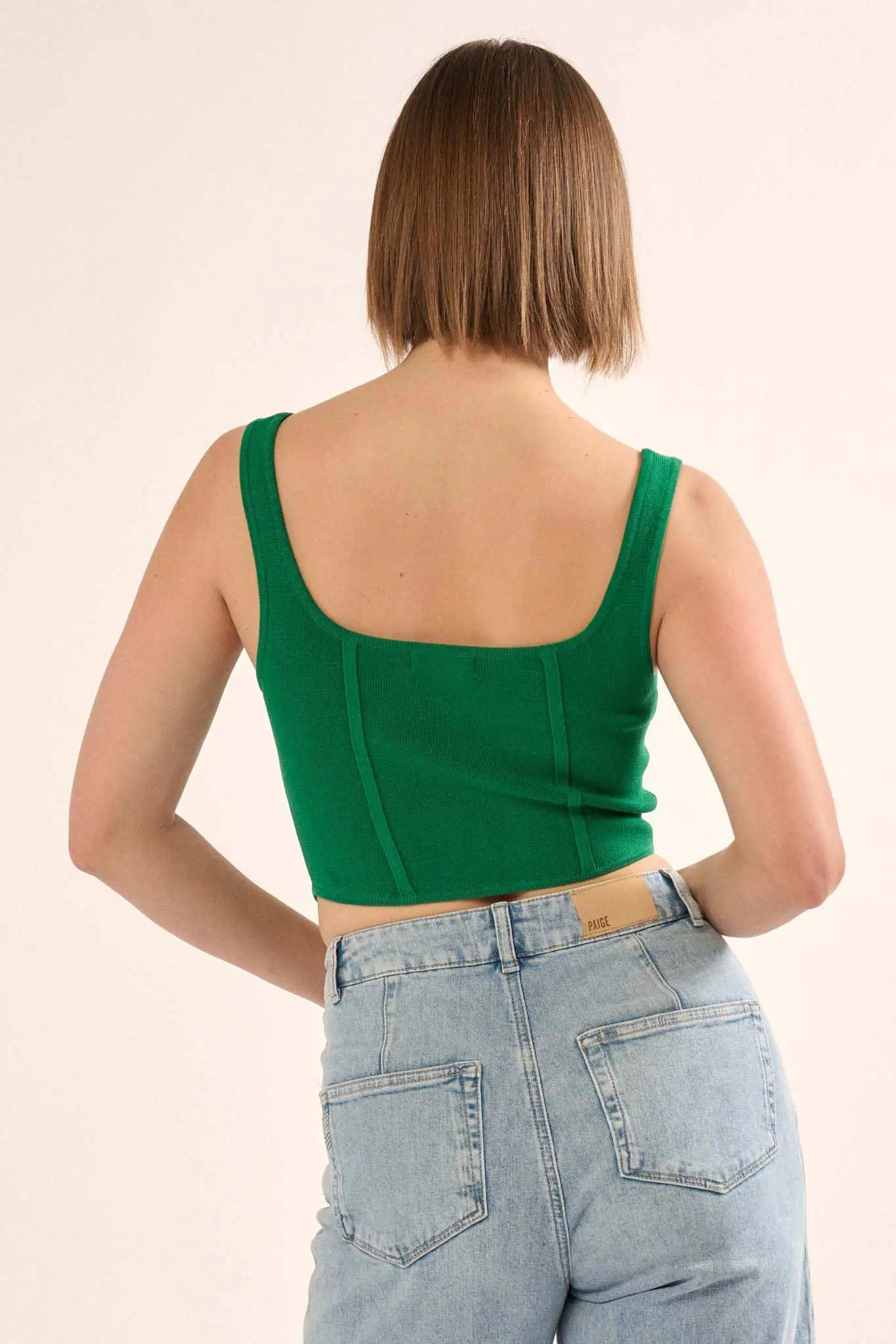 Shaper Fit Square Neck Rib-Knit Corset Tank Top - Image 38
