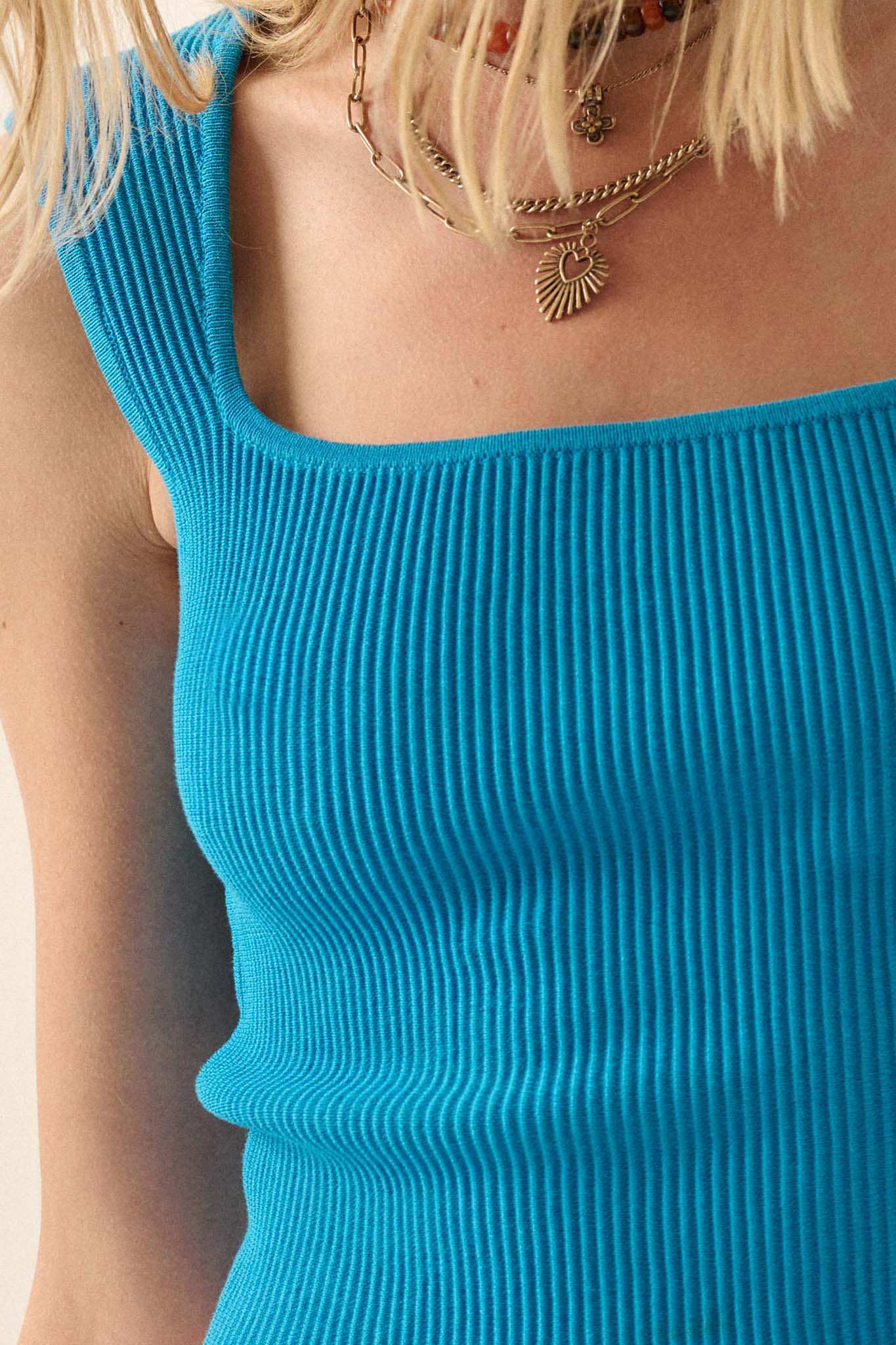 Shaper Fit Square Neck Rib-Knit Tank Top - Image 10