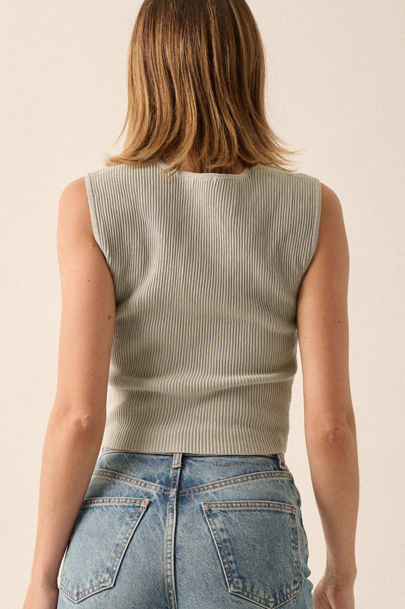Shaper Fit Square Neck Rib-Knit Tank Top - Image 23