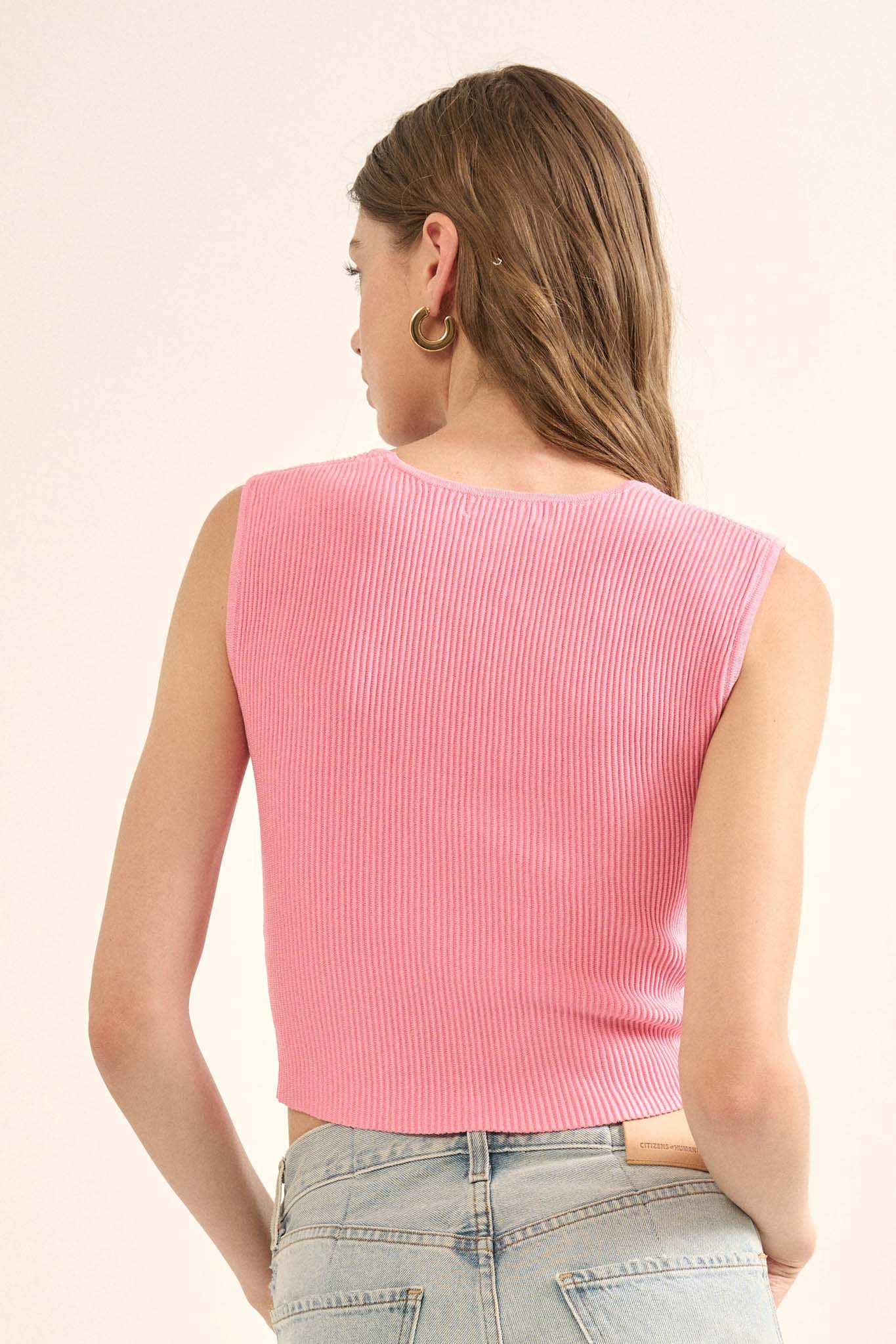 Shaper Fit Square Neck Rib-Knit Tank Top - Image 33