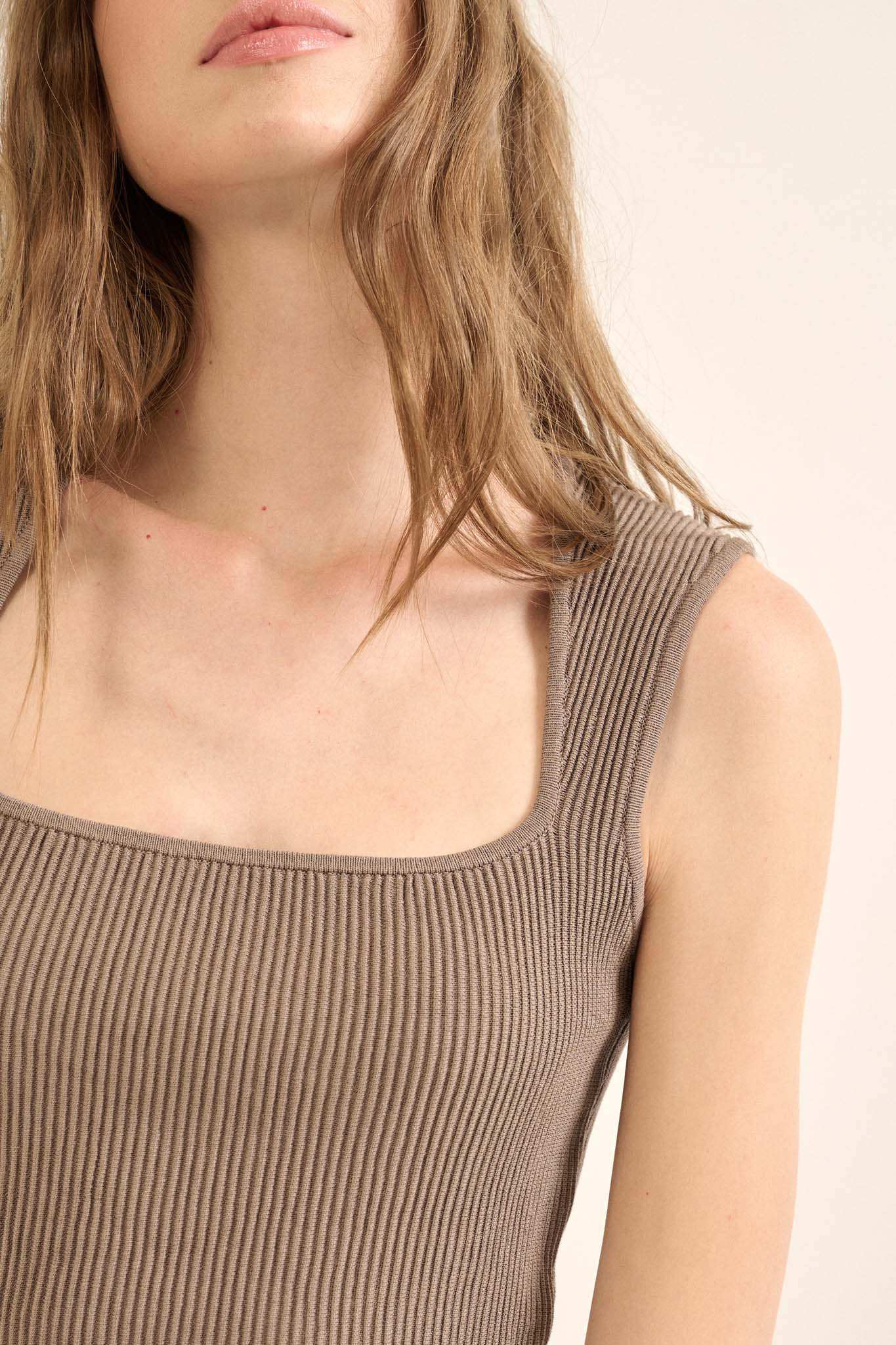 Shaper Fit Square Neck Rib-Knit Tank Top - Image 35