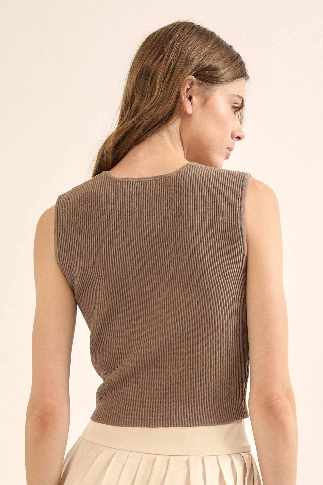 Shaper Fit Square Neck Rib-Knit Tank Top - Image 38