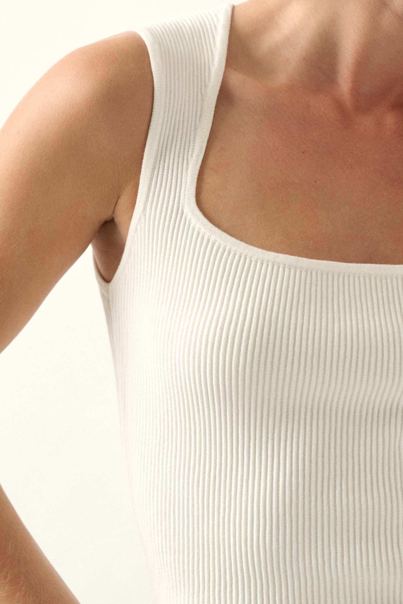 Shaper Fit Square Neck Rib-Knit Tank Top - Image 5