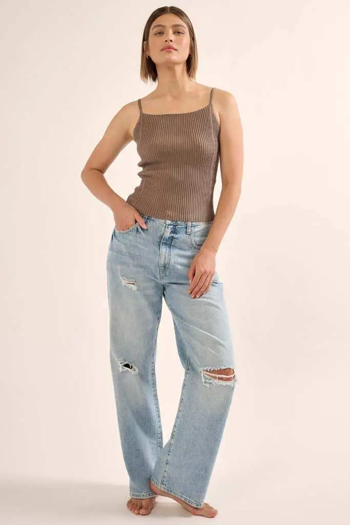 Shaper Fit Straight Neck Rib-Knit Cami Top - Image 13