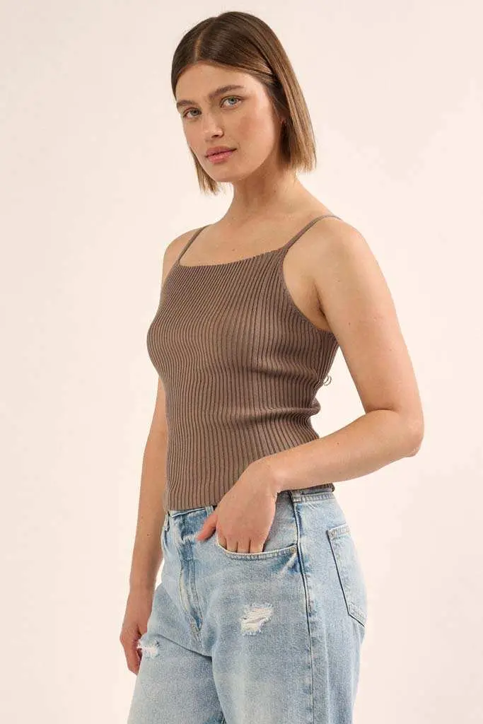 Shaper Fit Straight Neck Rib-Knit Cami Top - Image 14