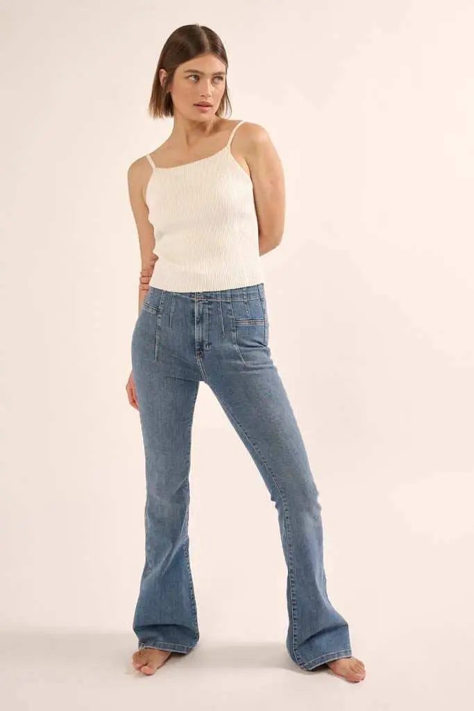 Shaper Fit Straight Neck Rib-Knit Cami Top - Image 3