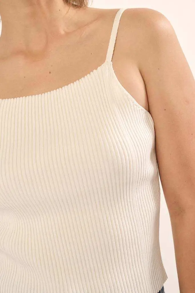 Shaper Fit Straight Neck Rib-Knit Cami Top - Image 4