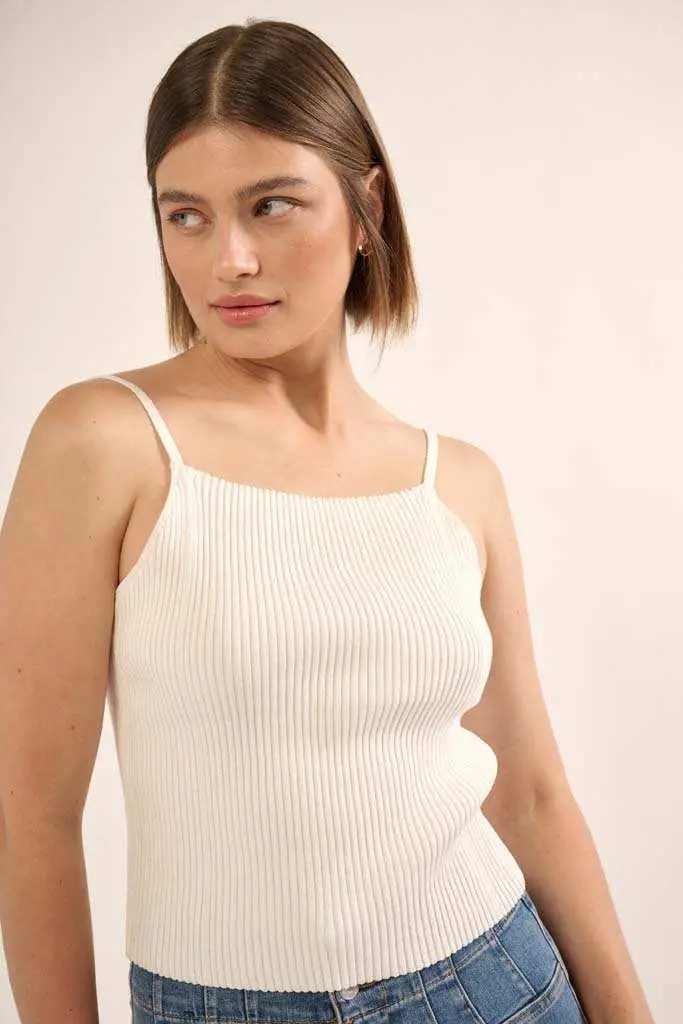 Shaper Fit Straight Neck Rib-Knit Cami Top - Image 5