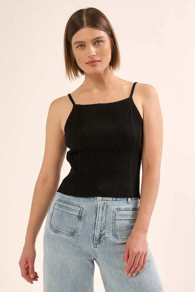Shaper Fit Straight Neck Rib-Knit Cami Top - Image 6