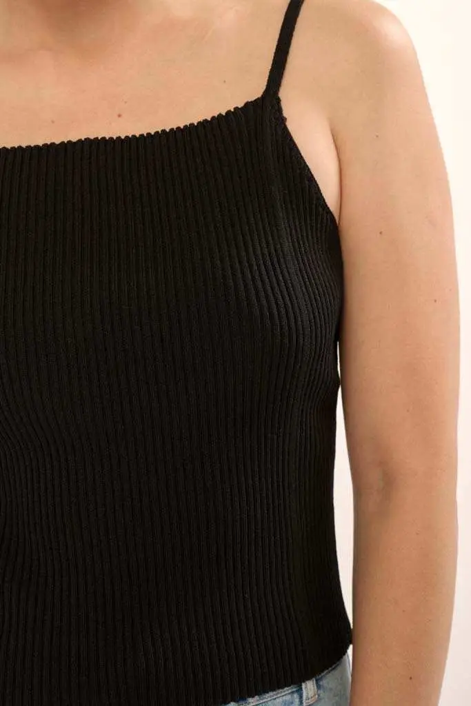 Shaper Fit Straight Neck Rib-Knit Cami Top - Image 7