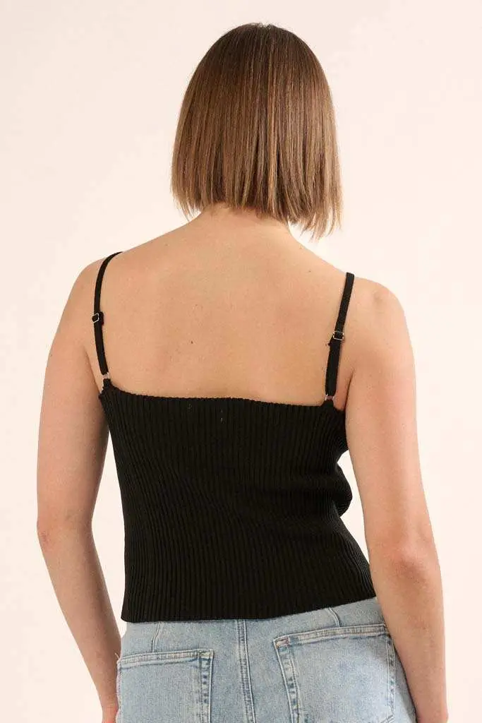 Shaper Fit Straight Neck Rib-Knit Cami Top - Image 9