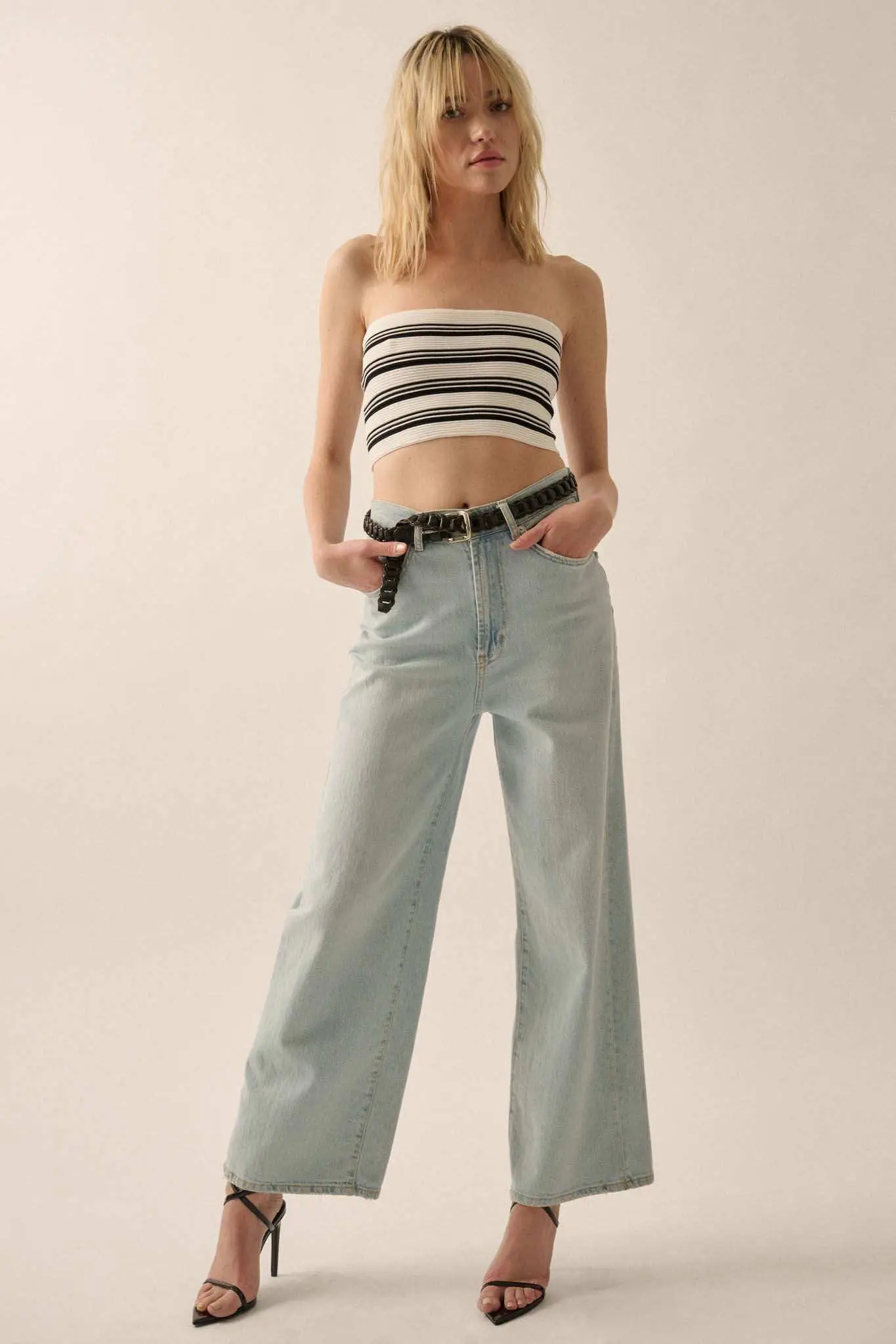 Shaper Fit Striped Rib-Knit Bandeau Tube Top - Image 3