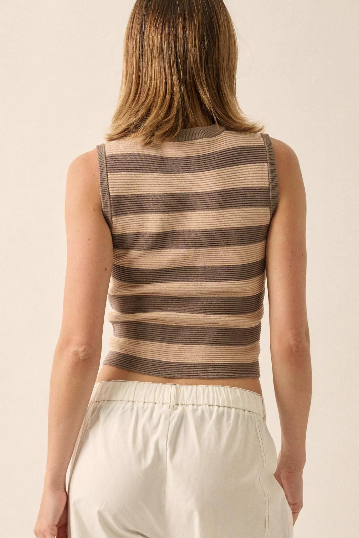 Shaper Fit Striped Rib-Knit Crewneck Tank Top - Image 17