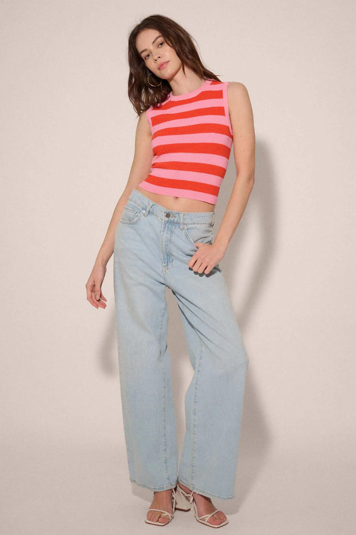 Shaper Fit Striped Rib-Knit Crewneck Tank Top - Image 25