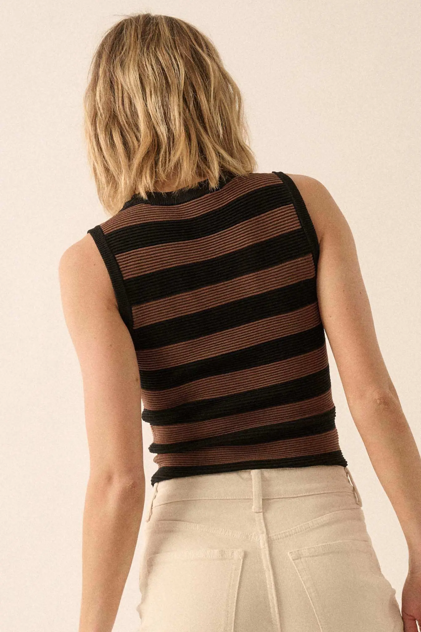 Shaper Fit Striped Rib-Knit Crewneck Tank Top - Image 32