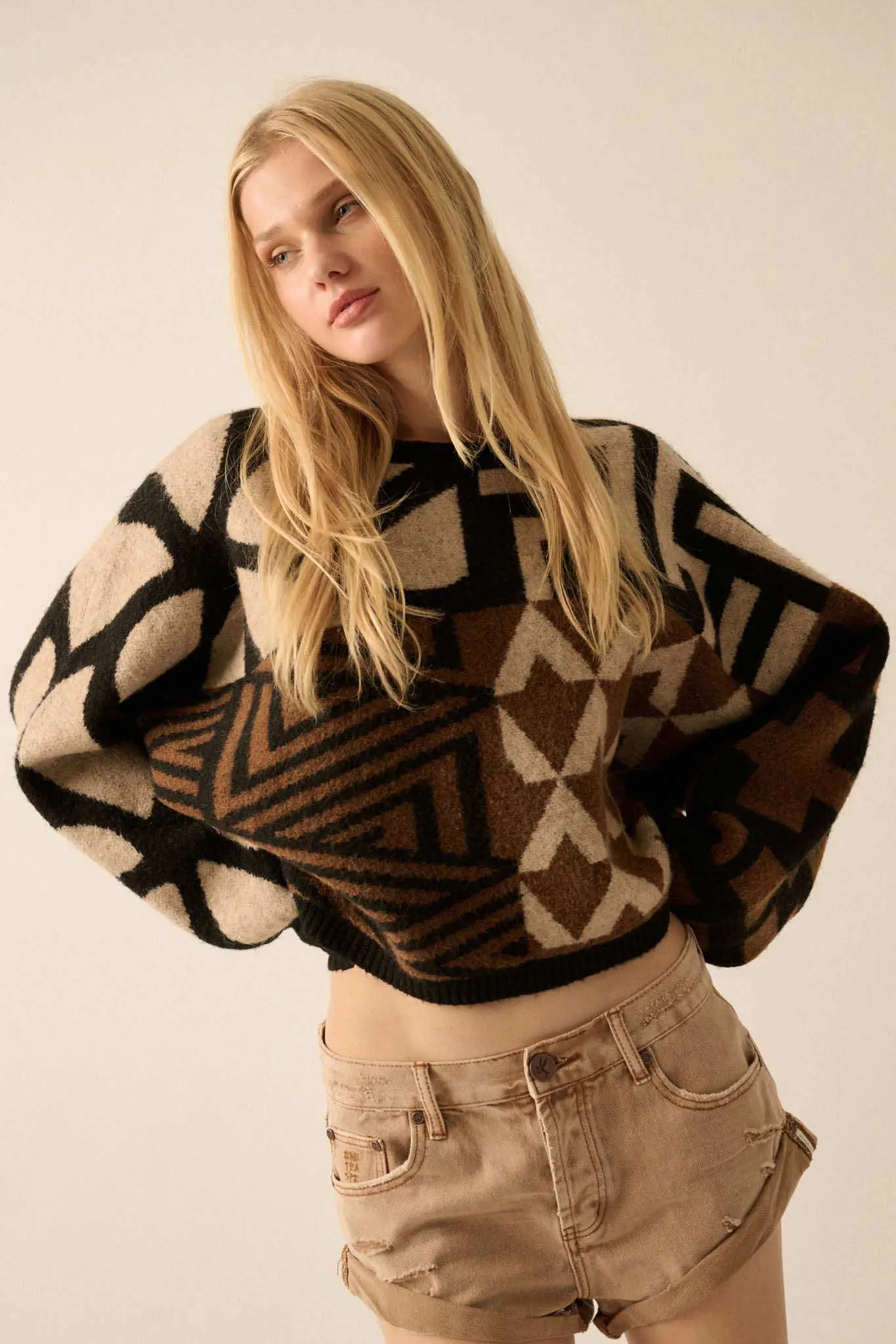 Shaping Up Multicolor Geometric Sweater - Image 10