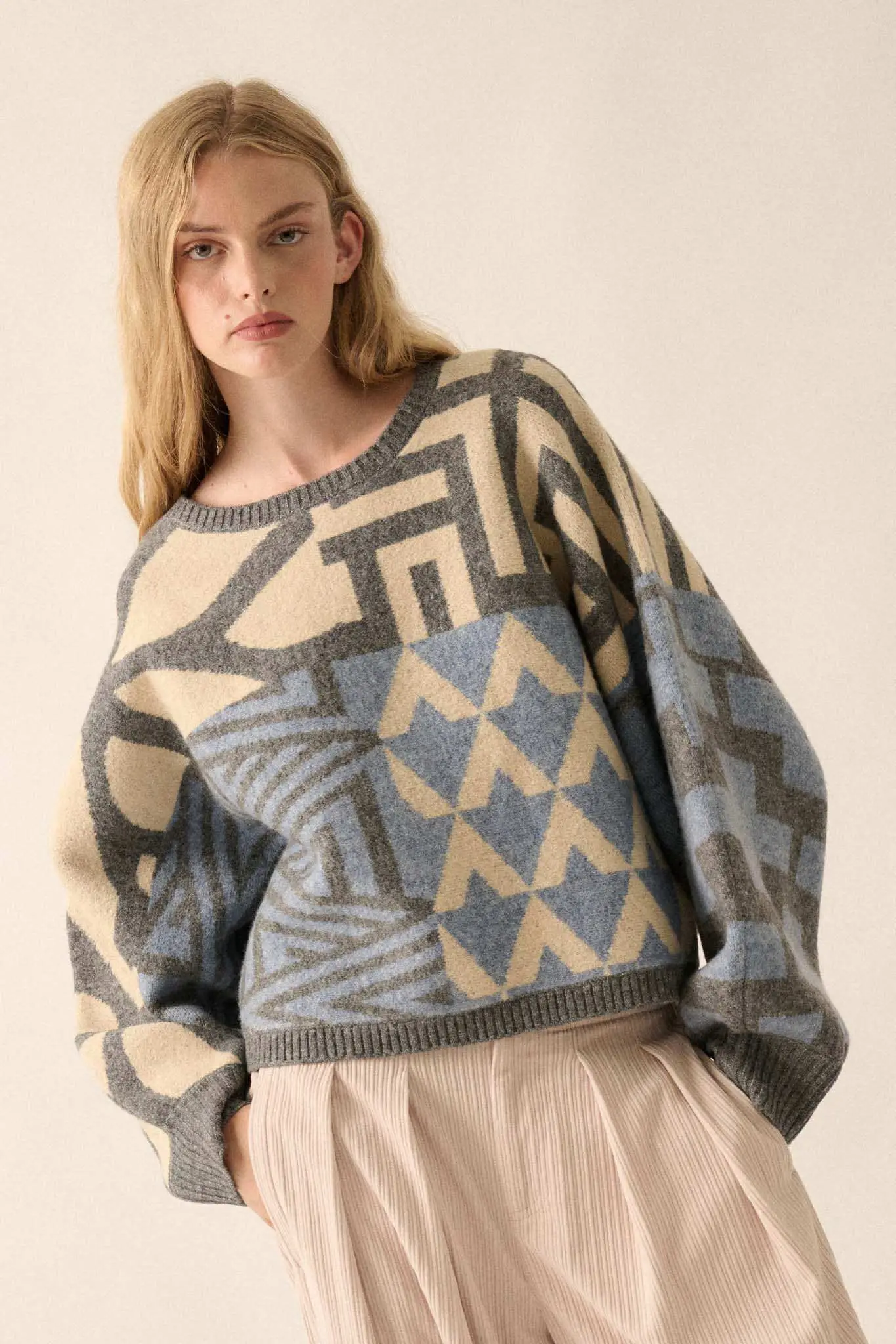 Shaping Up Multicolor Geometric Sweater - Image 2