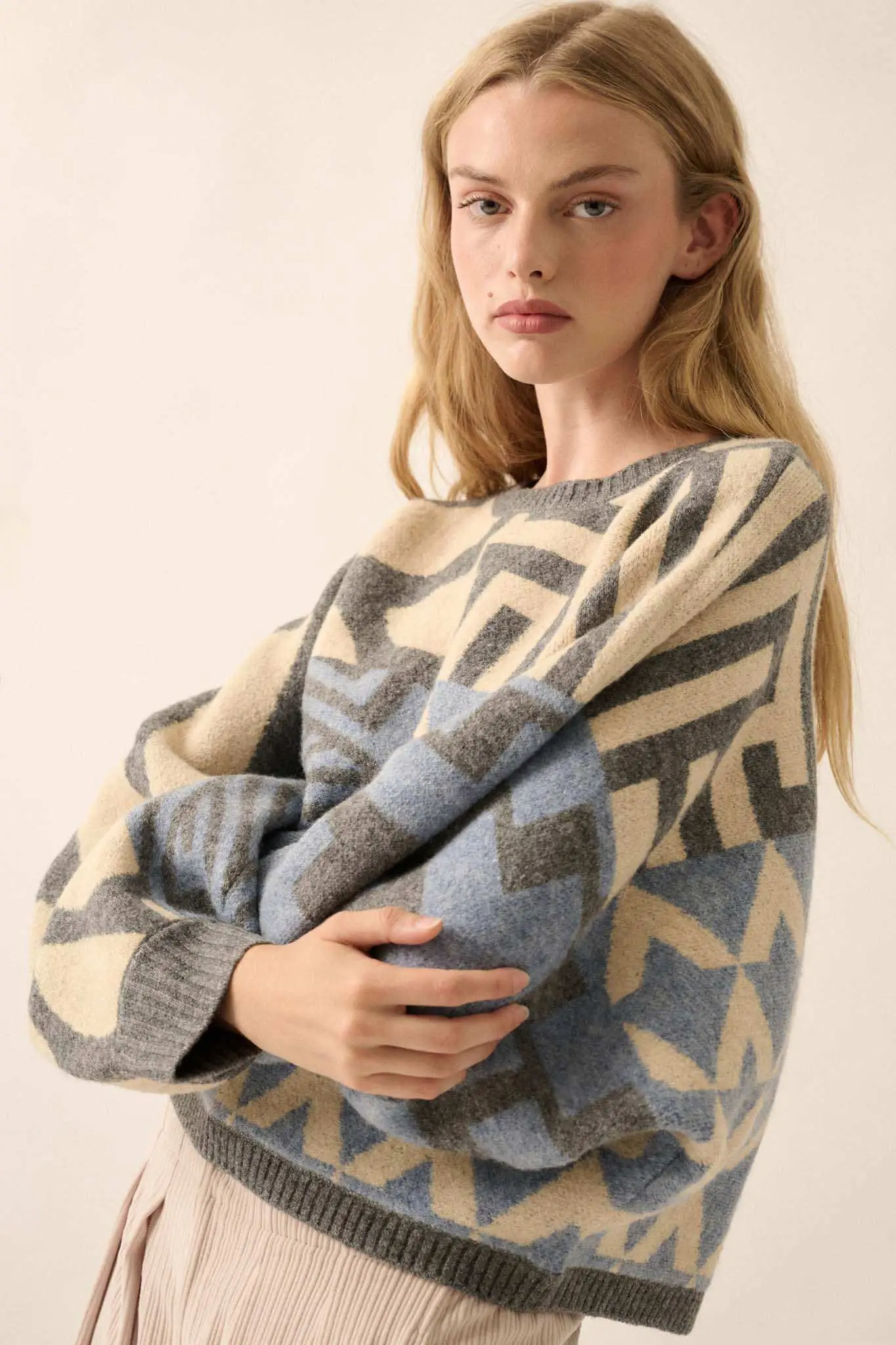 Shaping Up Multicolor Geometric Sweater - Image 5