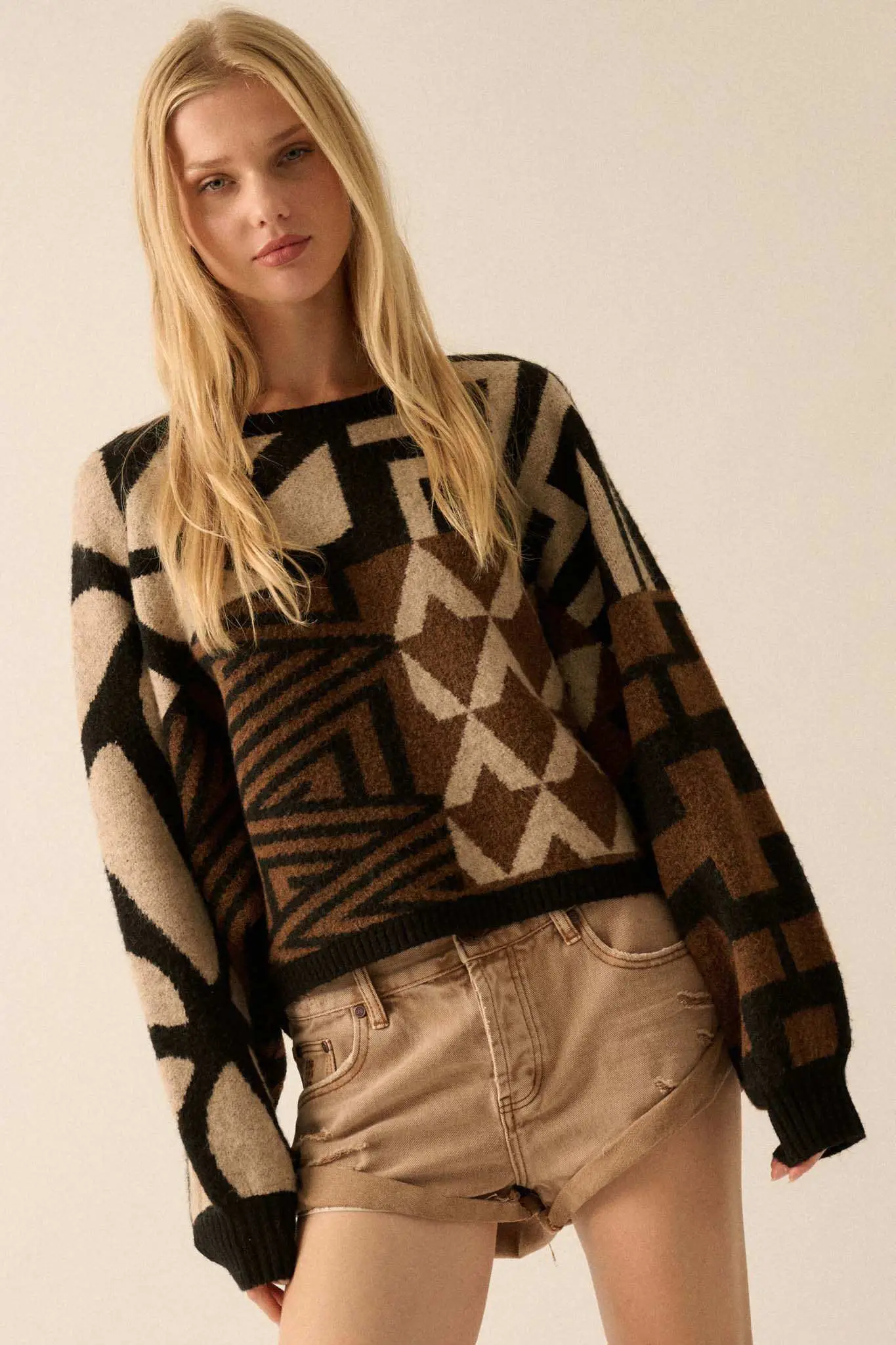 Shaping Up Multicolor Geometric Sweater - Image 7