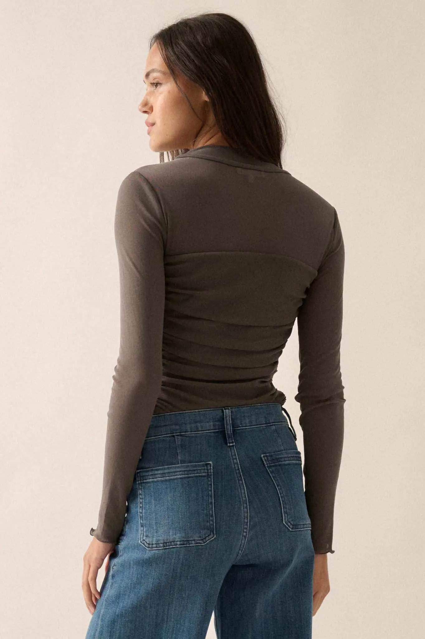 Sheer and There Layered Mesh Mock-Neck Bodysuit - Image 12