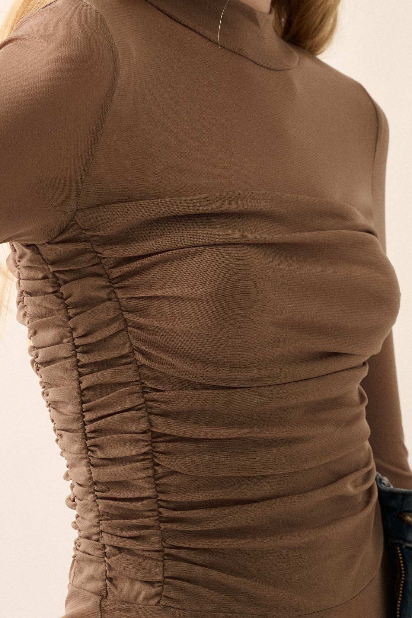 Sheer and There Layered Mesh Mock-Neck Bodysuit - Image 4