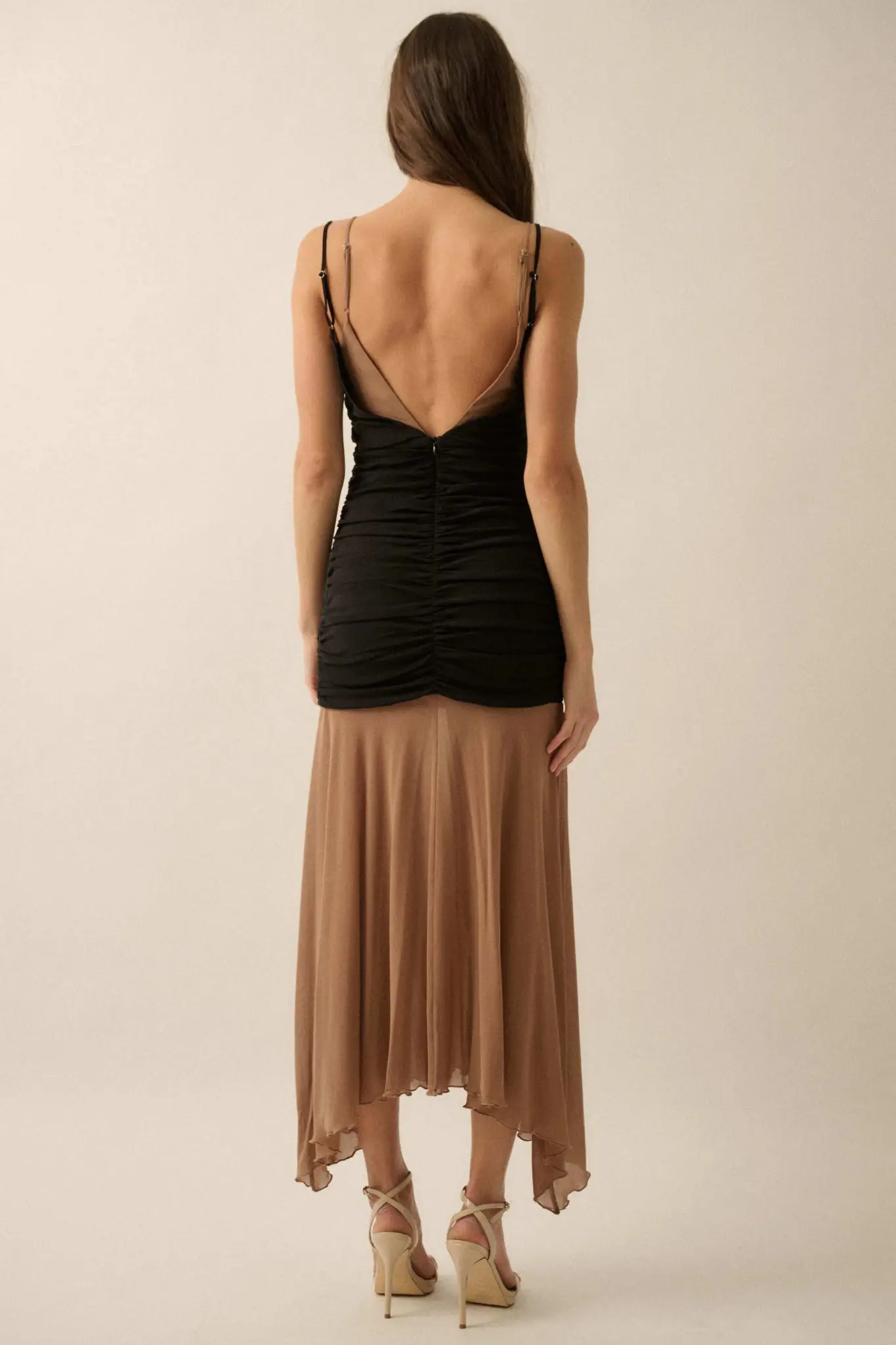Sheer Beauty Colorblock Mesh Drop-Waist Maxi Dress - Image 2