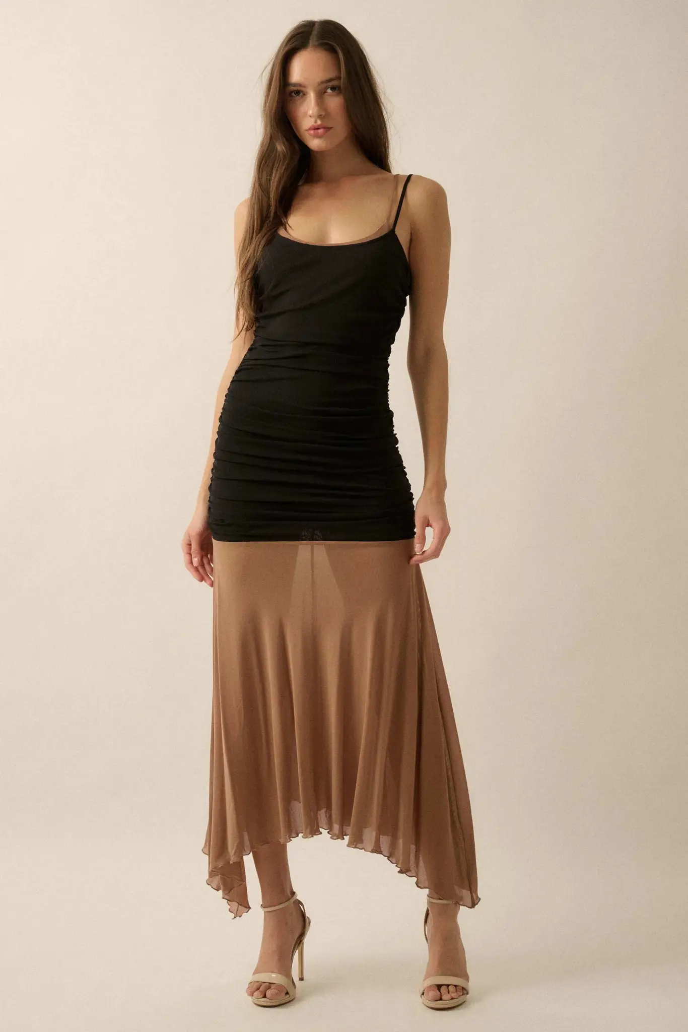 Sheer Beauty Colorblock Mesh Drop-Waist Maxi Dress - Image 4